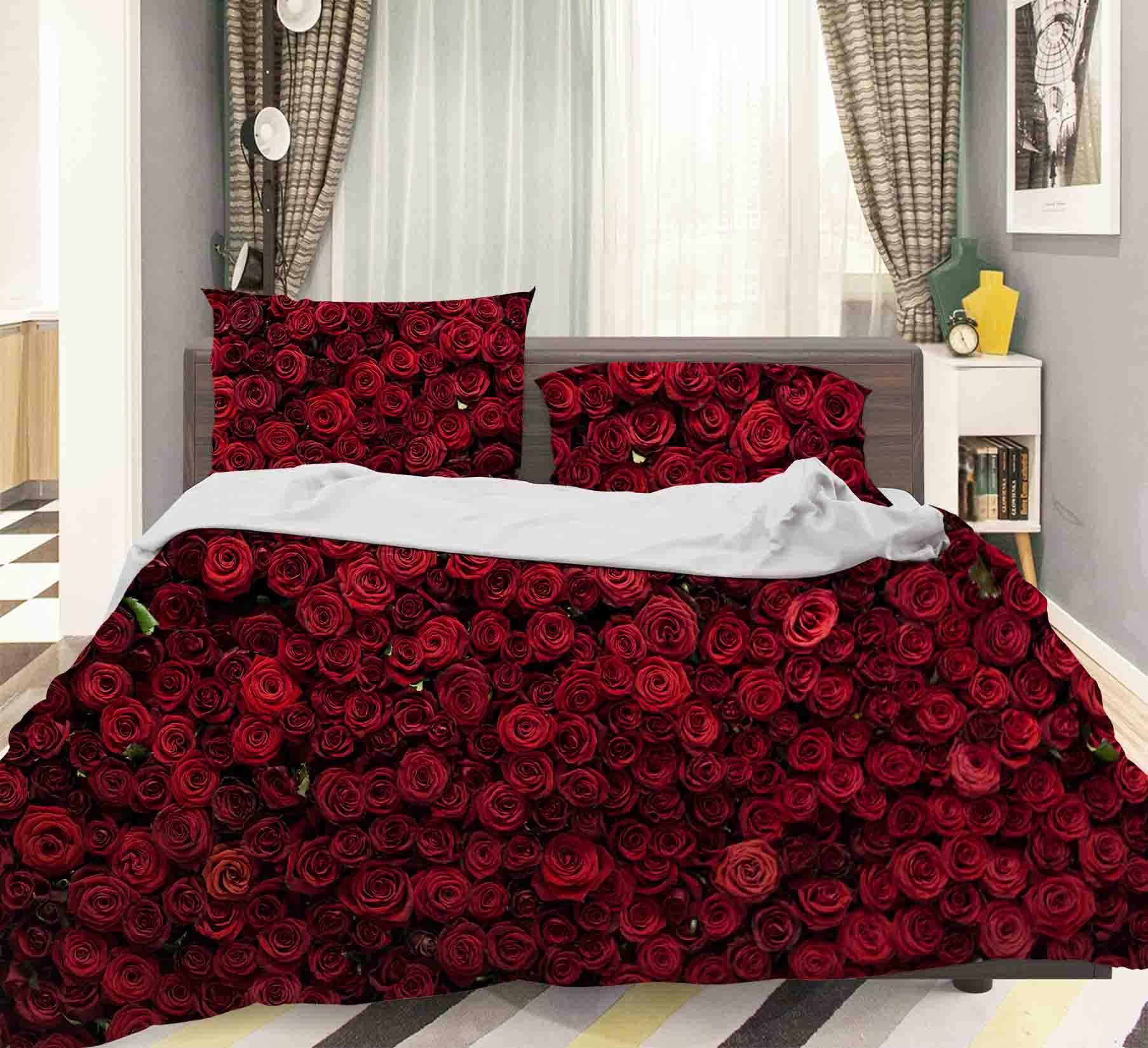 3D Red Rose Quilt Cover Set Bedding Set Pillowcases 95- Jess Art Decoration