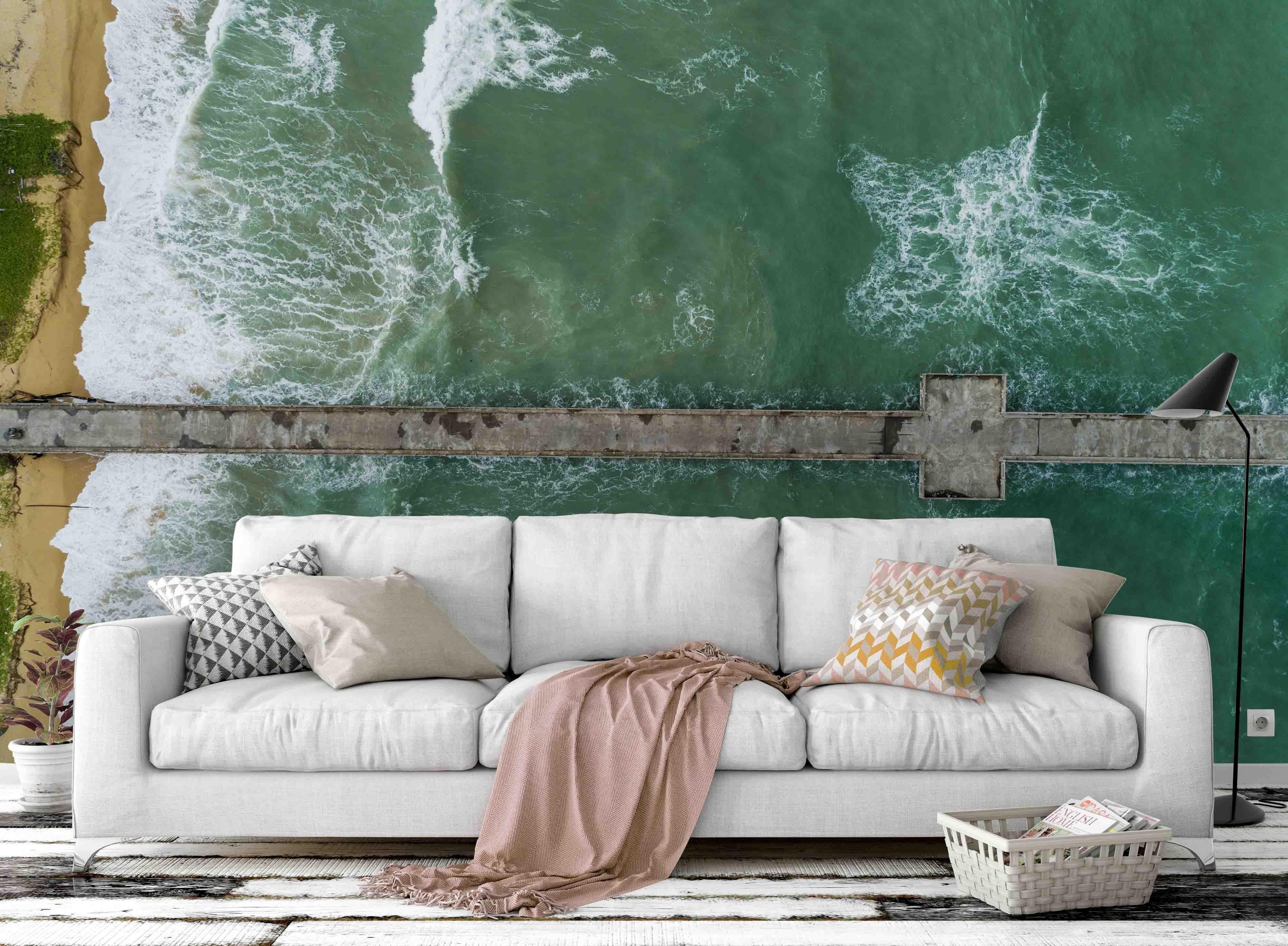 3D aerial view drone top down bridge wall mural wallpaper 8- Jess Art Decoration