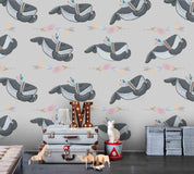 3D Cartoon Dolphin Feather Wall Mural Wallpaper A174 LQH- Jess Art Decoration