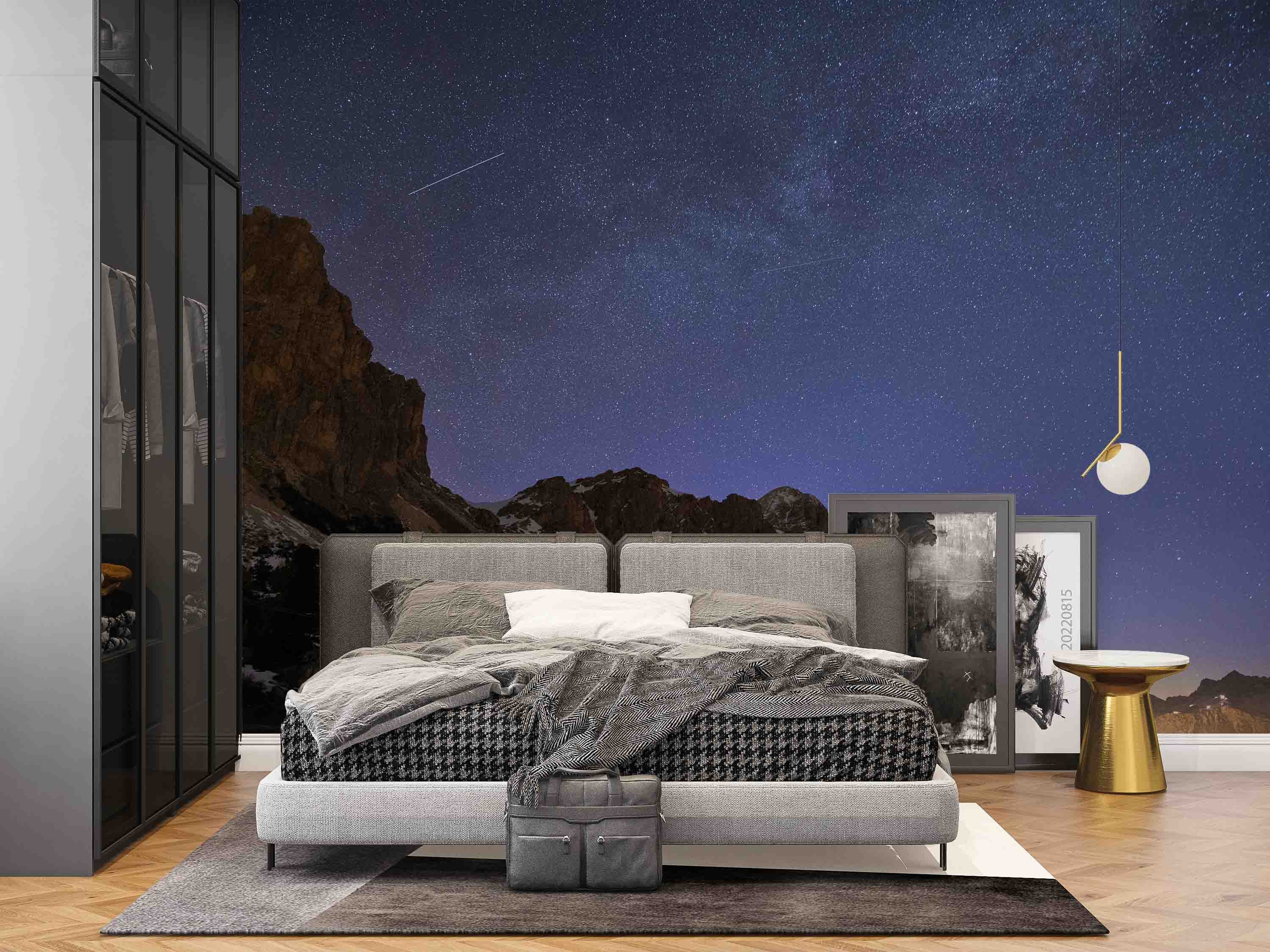 3D Night Mountain Starry Sky Landscape Wall Mural Wallpaper GD 2857- Jess Art Decoration