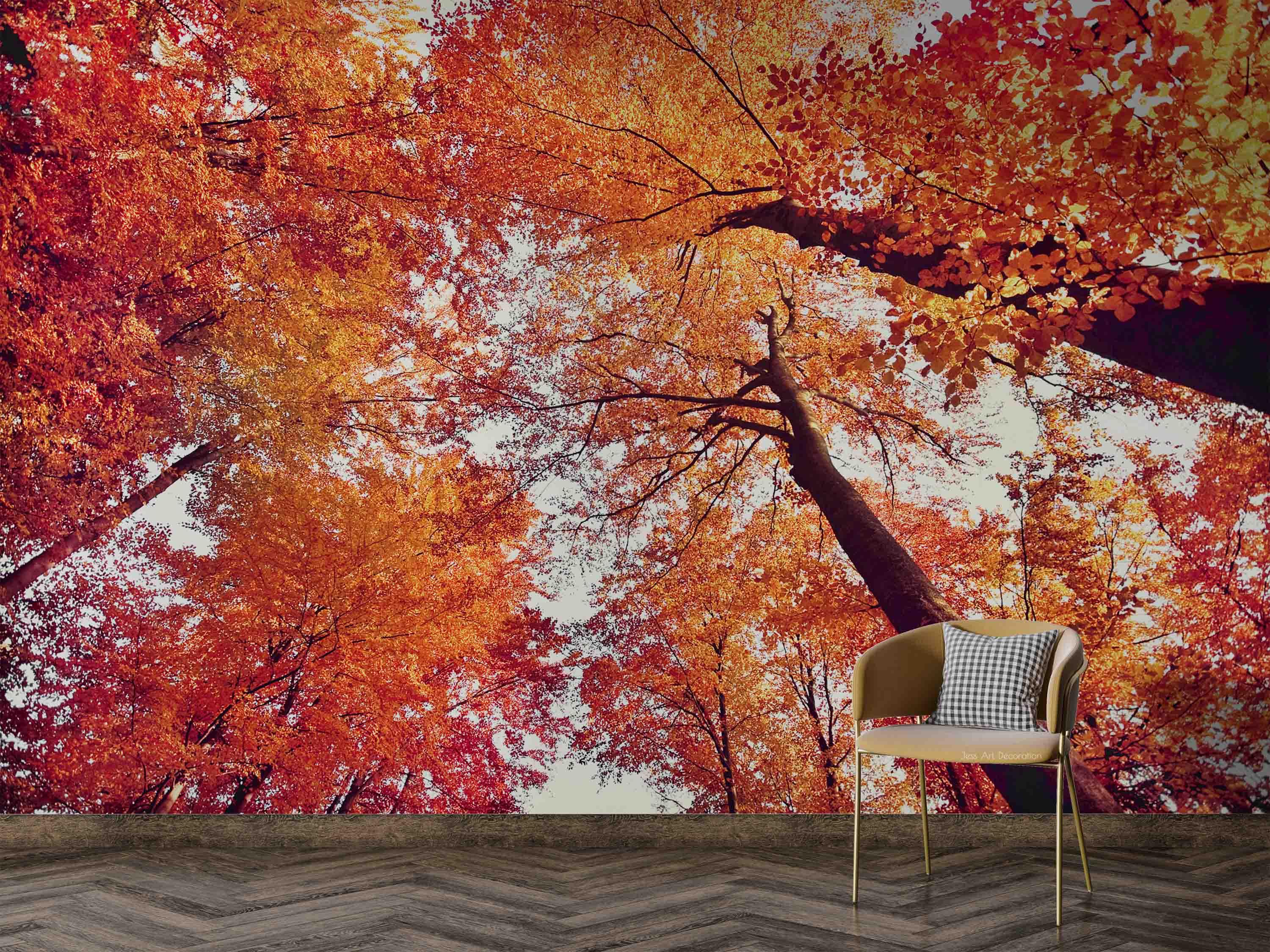 3D Plant Forest Maple Leaf Red Landscape Wall Mural Wallpaper LLL 1968- Jess Art Decoration
