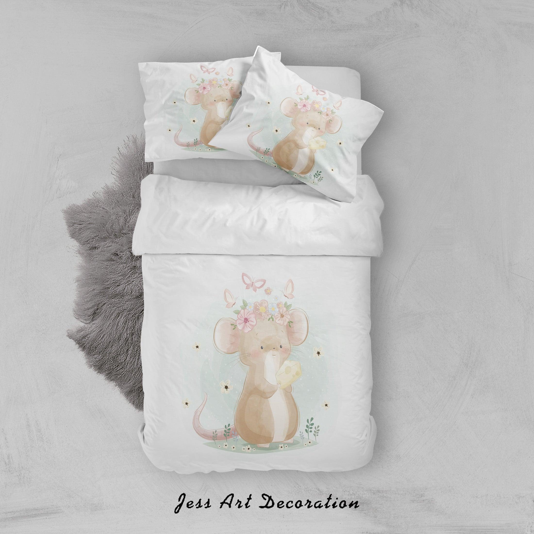 3D White Cartoon Mouse Quilt Cover Set Bedding Set Duvet Cover Pillowcases SF03- Jess Art Decoration