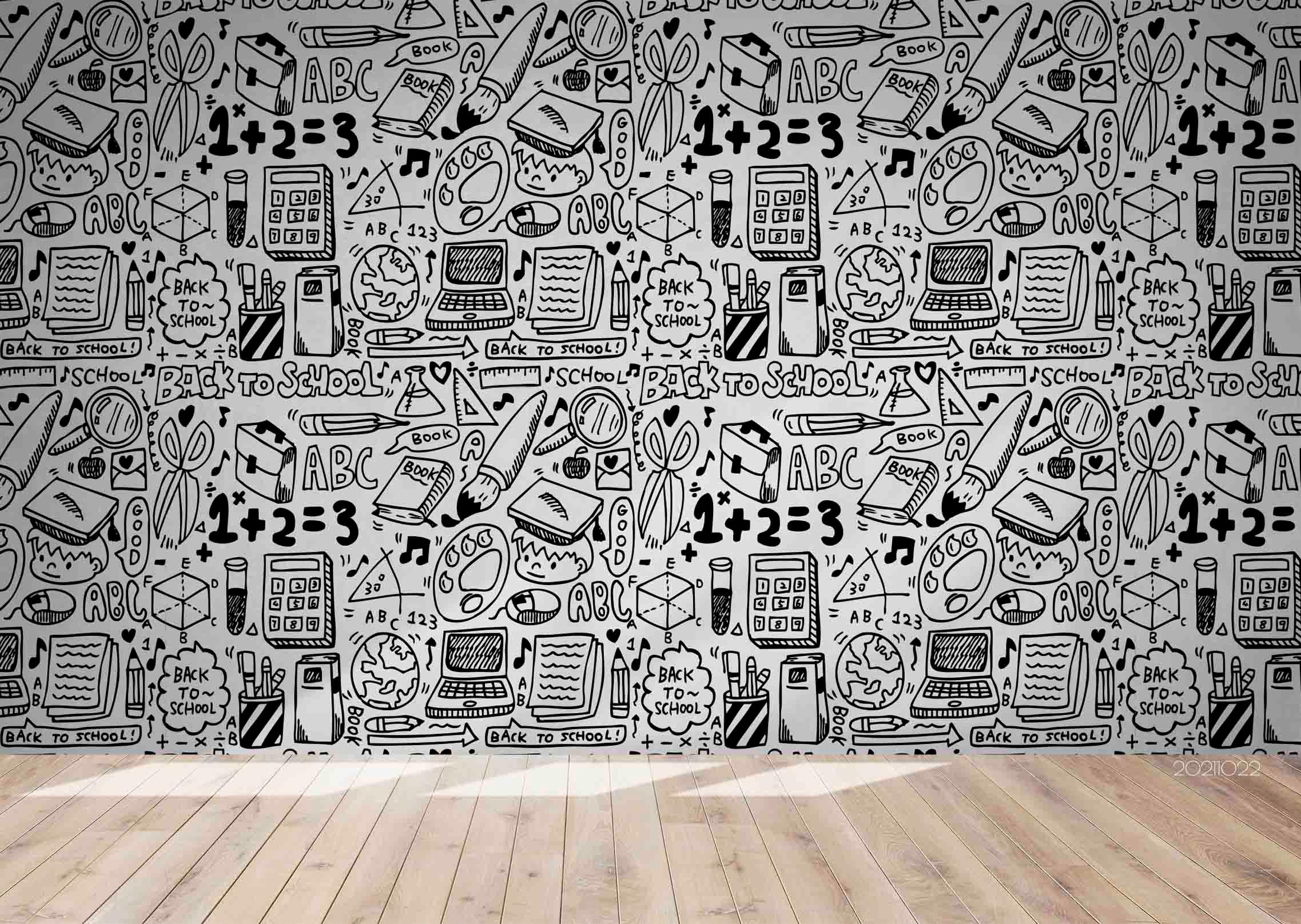3D Abstract School Supplies Doodle Wall Mural Wallpaper LQH 64- Jess Art Decoration