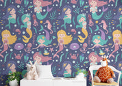 3D Cartoon Mermaid Seahorse Octopus Aquatic Plant Wall Mural Wallpaper GD 895- Jess Art Decoration