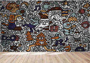 3D Cartoon Monsters Graffiti Wall Mural Wallpaper LQH 193- Jess Art Decoration