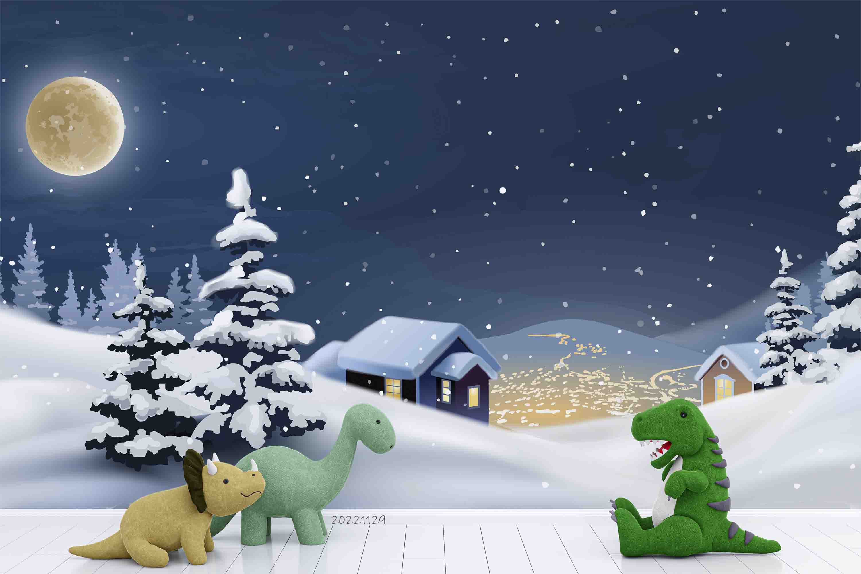 3D Winter Night Landscape Wall Mural Wallpaper GD 2025- Jess Art Decoration