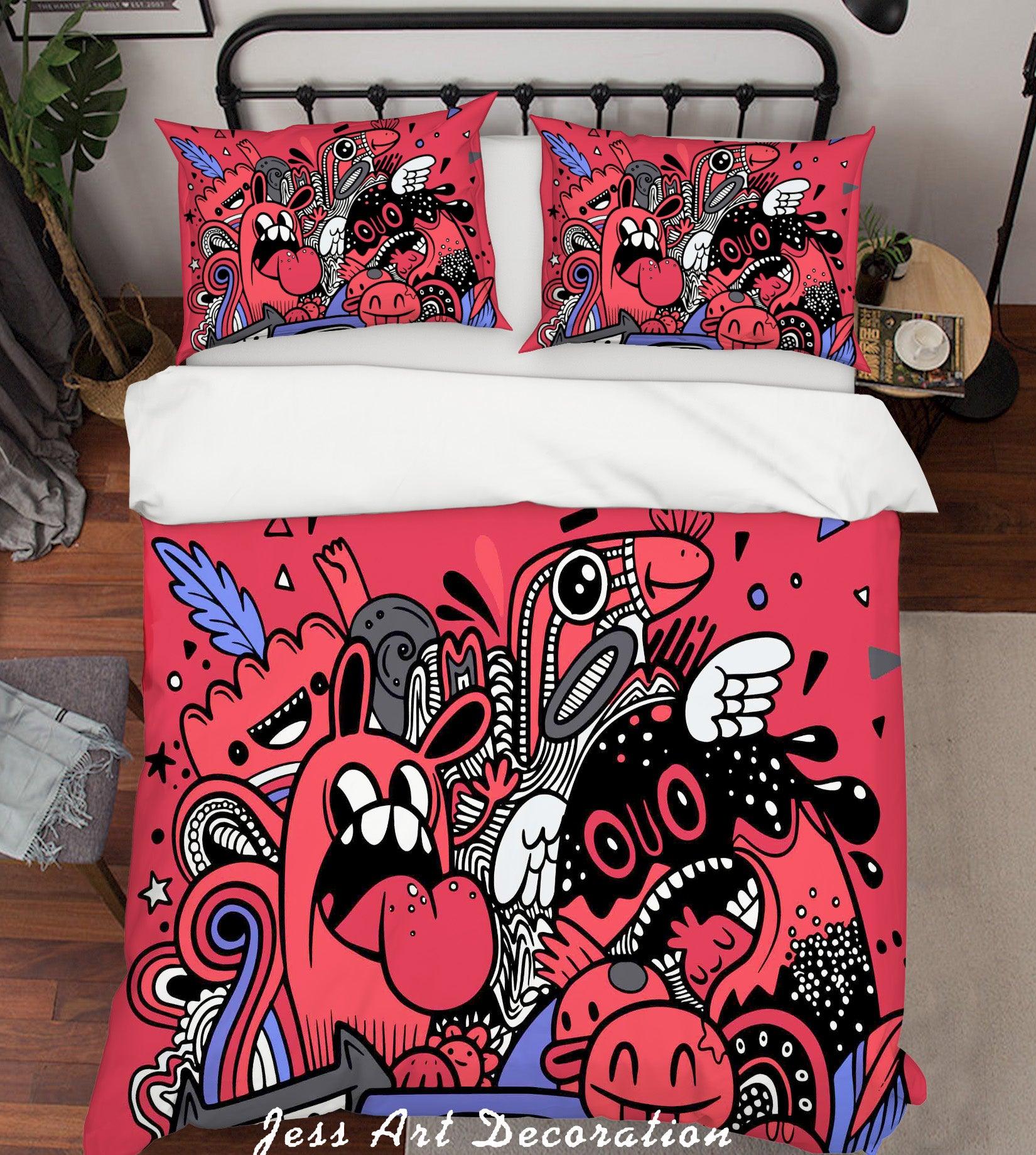 3D Cartoon Red Doll Quilt Cover Set Bedding Set Pillowcases 133- Jess Art Decoration
