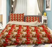 3D Vintage Red White Leaves Pattern Quilt Cover Set Bedding Set Duvet Cover Pillowcases WJ 3605- Jess Art Decoration