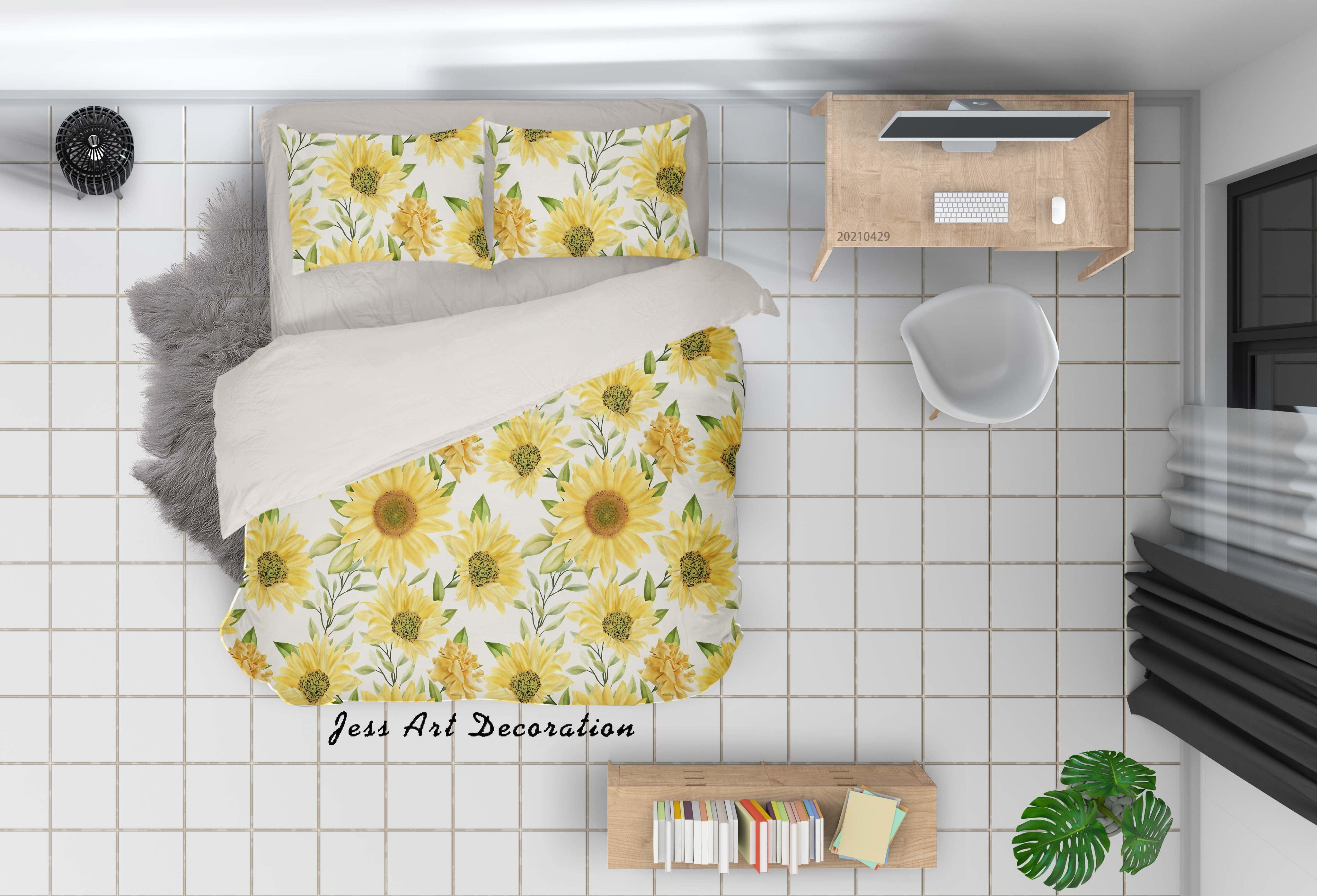 3D Hand Drawn Sunflower Floral Quilt Cover Set Bedding Set Duvet Cover Pillowcases 195- Jess Art Decoration