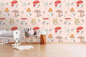3D Cartoon Red Mushroom Wall Mural Wallpaper A220 LQH- Jess Art Decoration