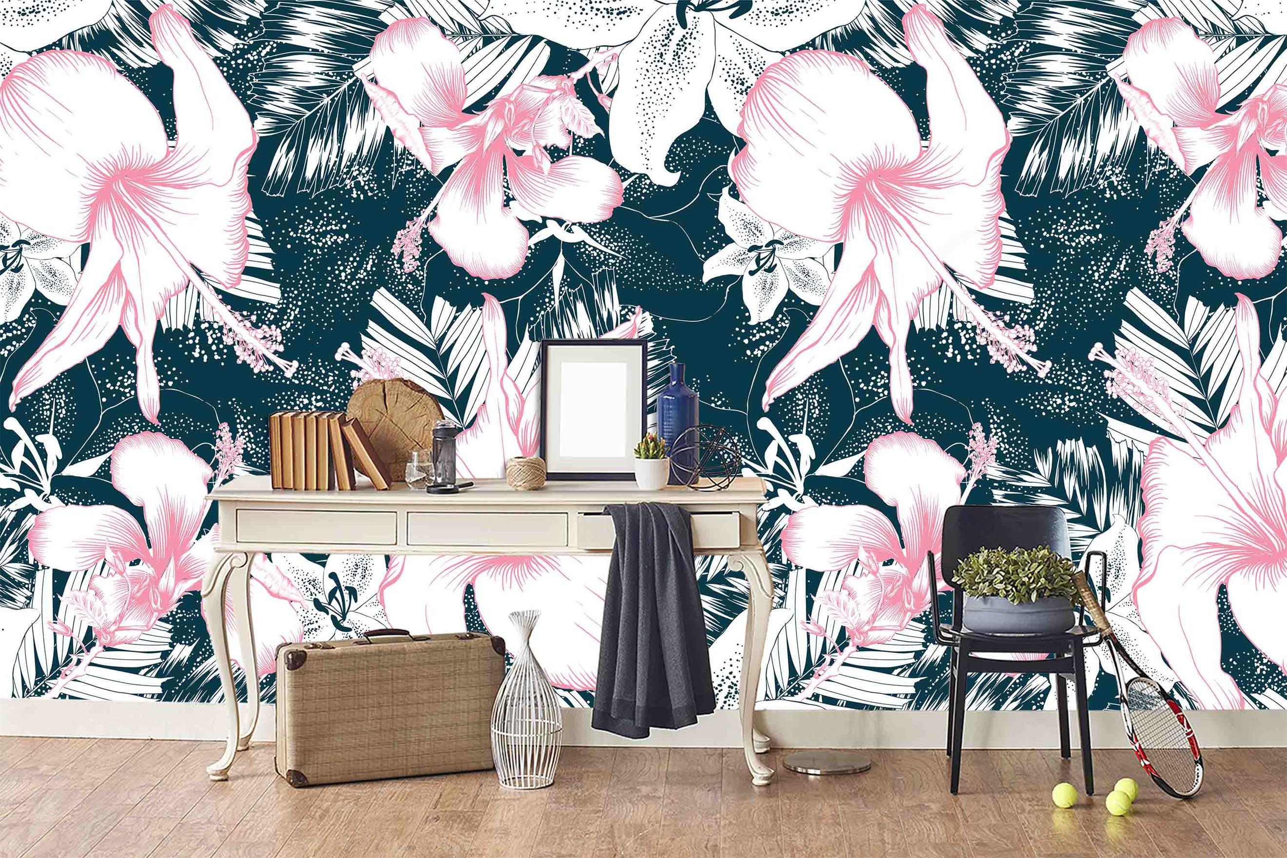 3D tropical flowers wall mural wallpaper 7- Jess Art Decoration