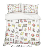 3D Cartoon Sports Equipment Note Fruits Quilt Cover Set Bedding Set Pillowcases 45- Jess Art Decoration