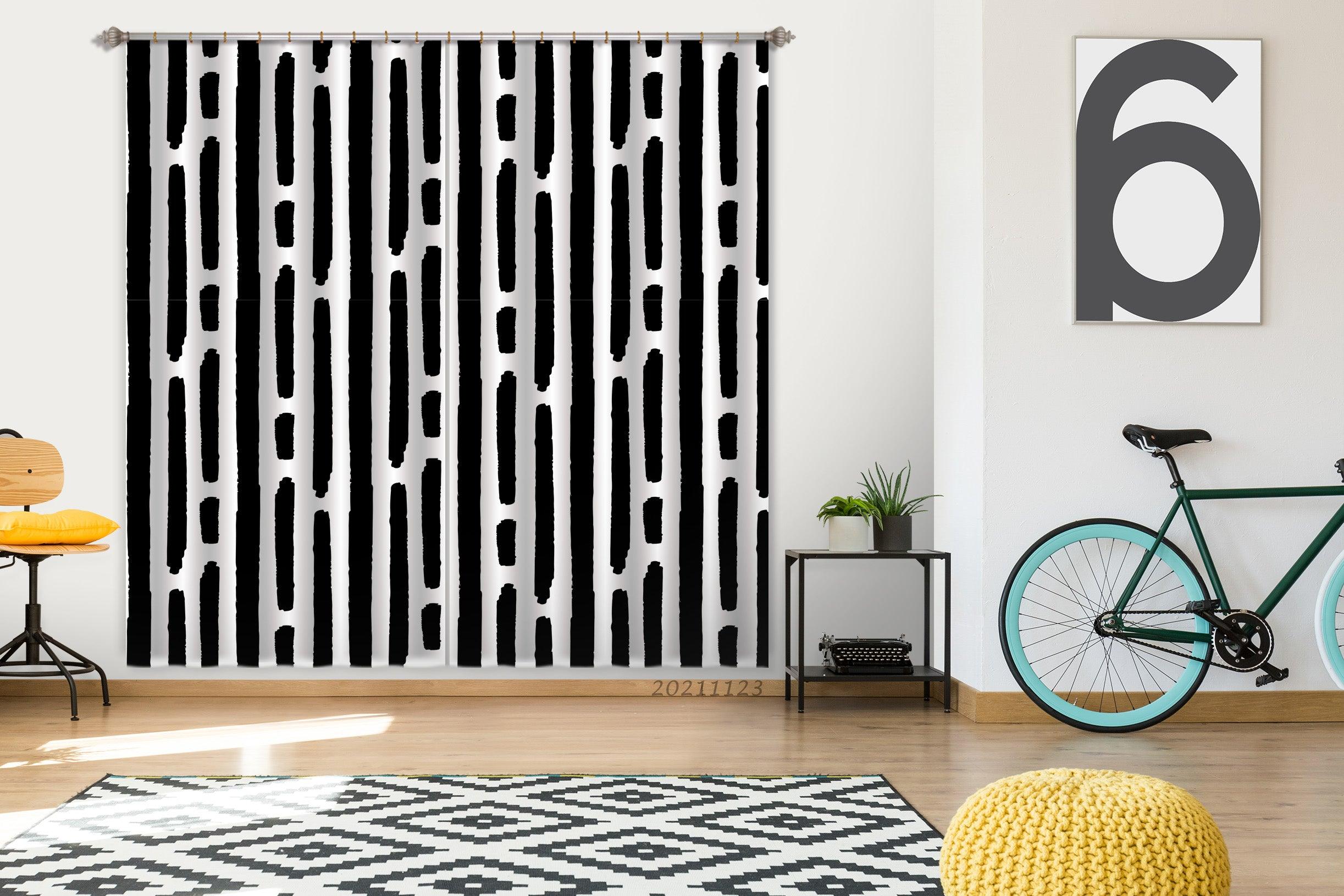 3D Abstract Black Geometric Graphic Curtains and Drapes LQH 27- Jess Art Decoration