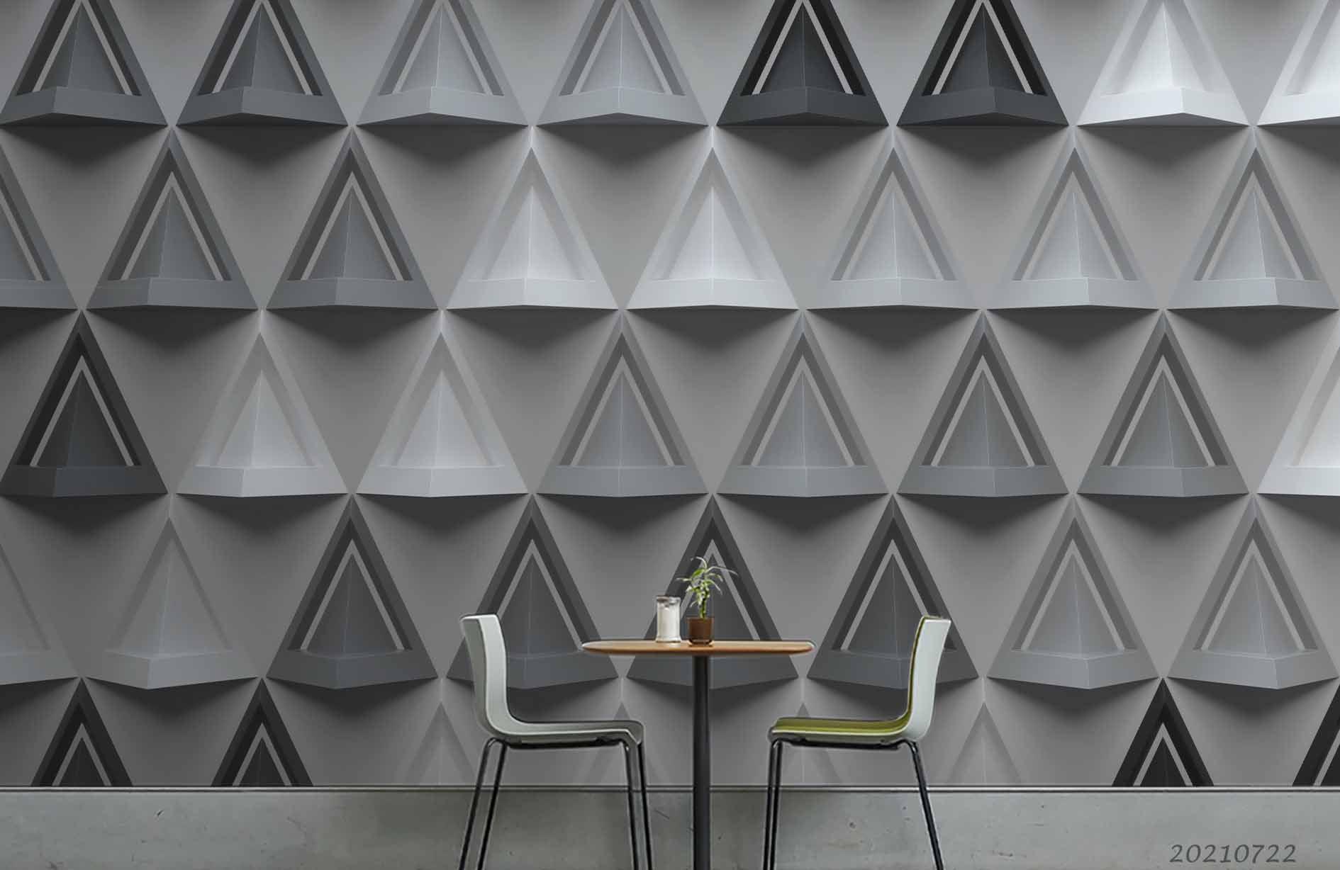3D Grey Geometric Triangle Wall Mural Wallpaper LQH 318- Jess Art Decoration