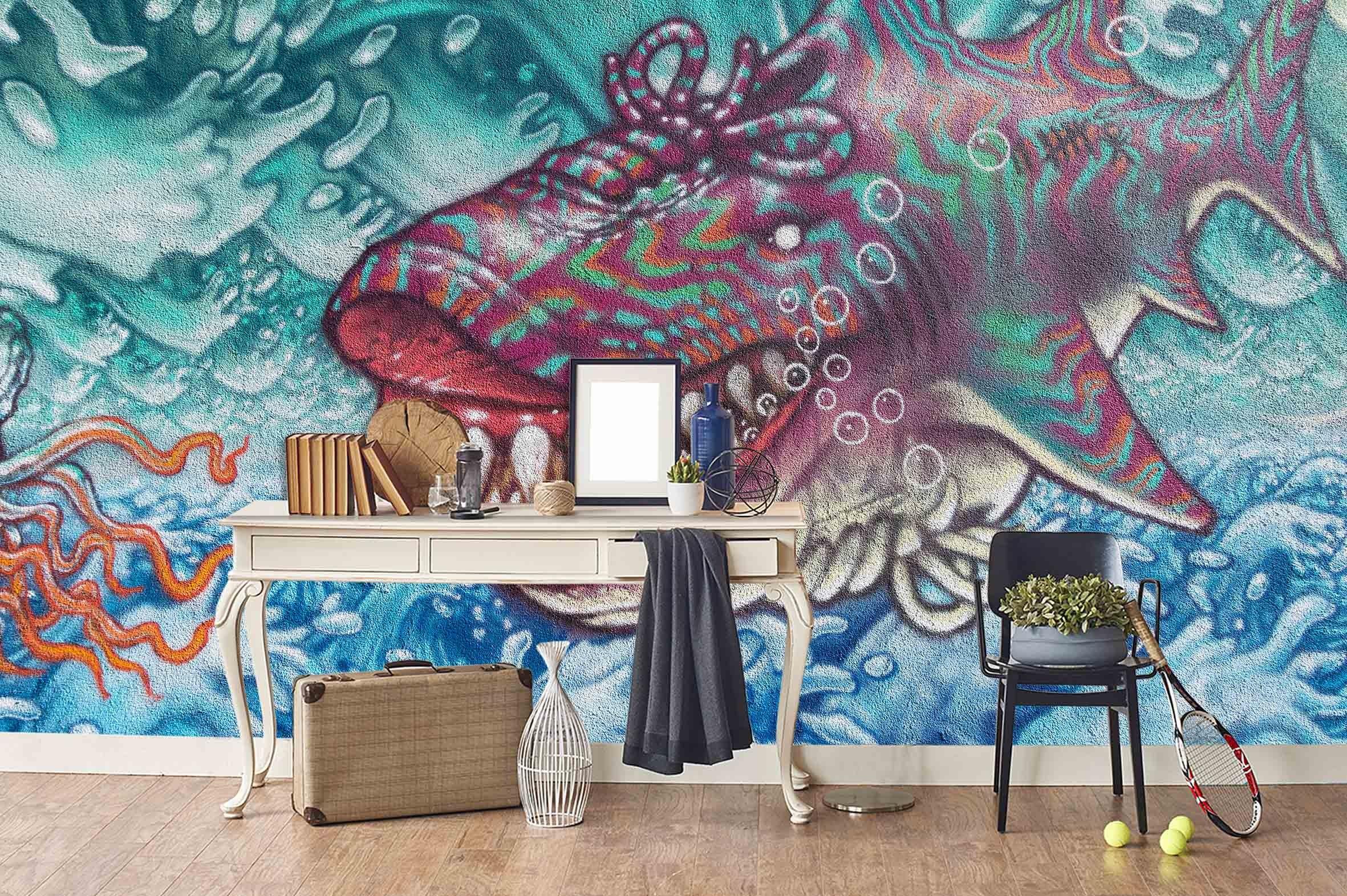 3D Abstract Seabed Fish Monster Wall Mural Wallpaper 145- Jess Art Decoration
