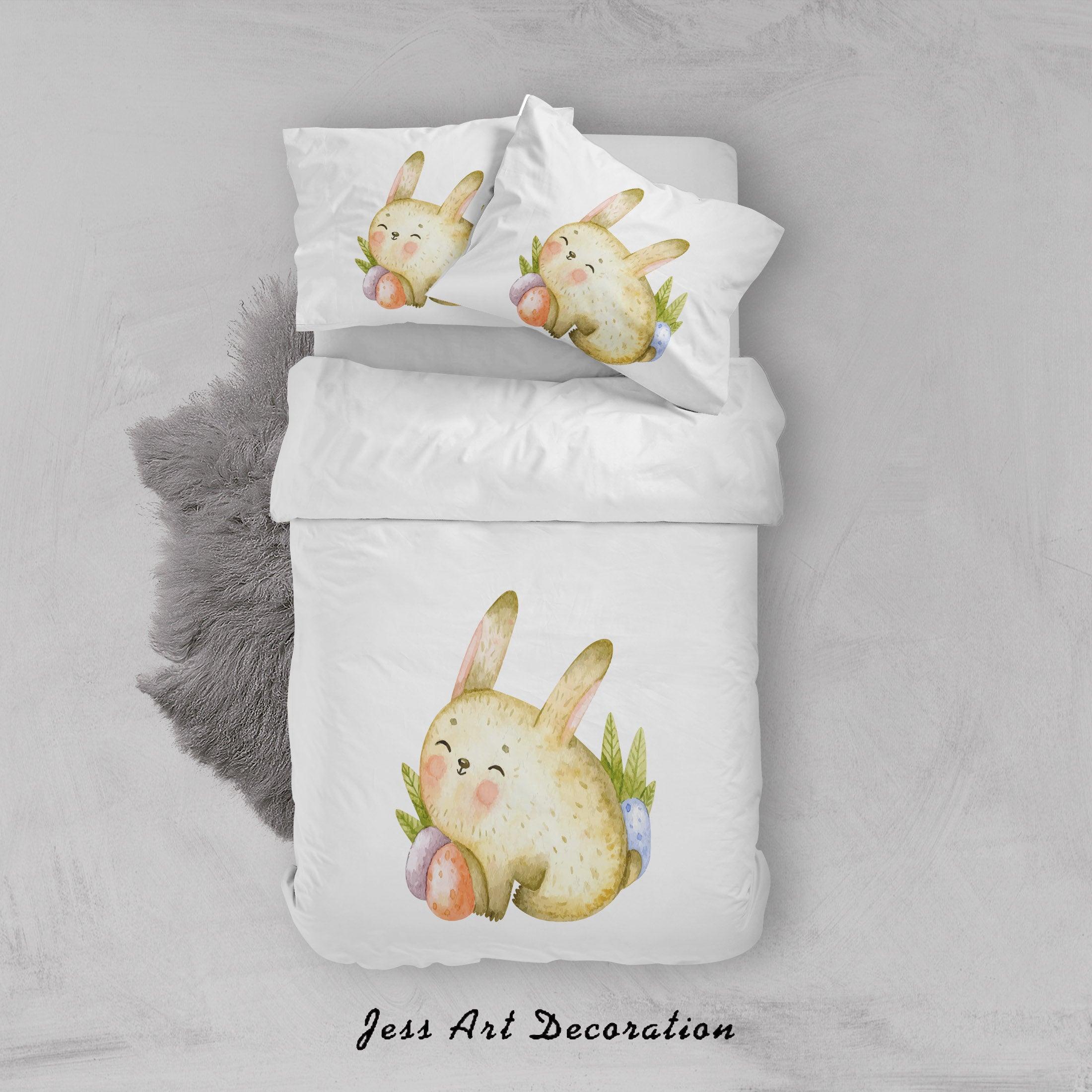 3D White Rabbit Eggs Quilt Cover Set Bedding Set Duvet Cover Pillowcases SF87- Jess Art Decoration
