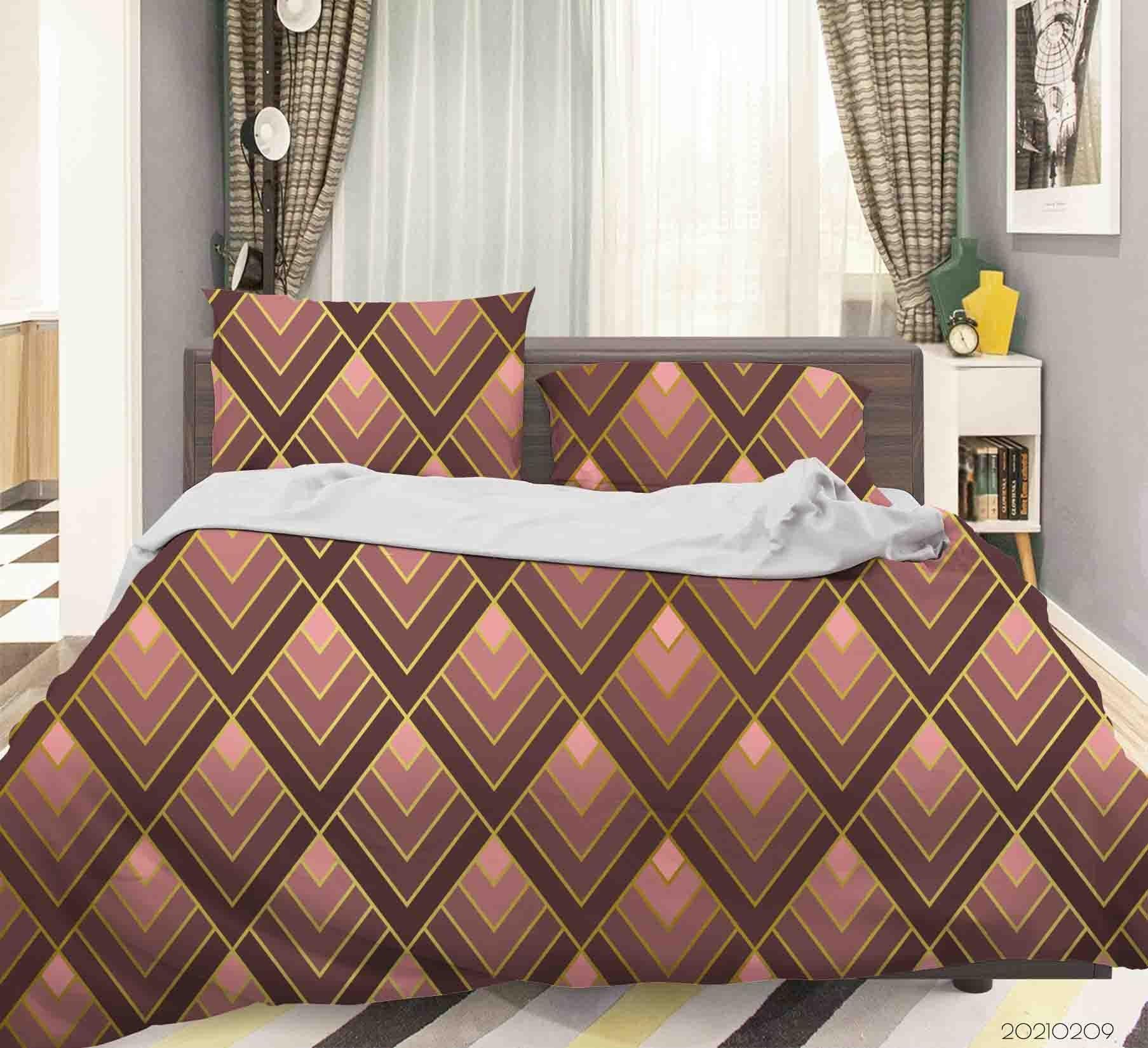 3D Abstract Geometric Decorative Quilt Cover Set Bedding Set Duvet Cover Pillowcases 28- Jess Art Decoration