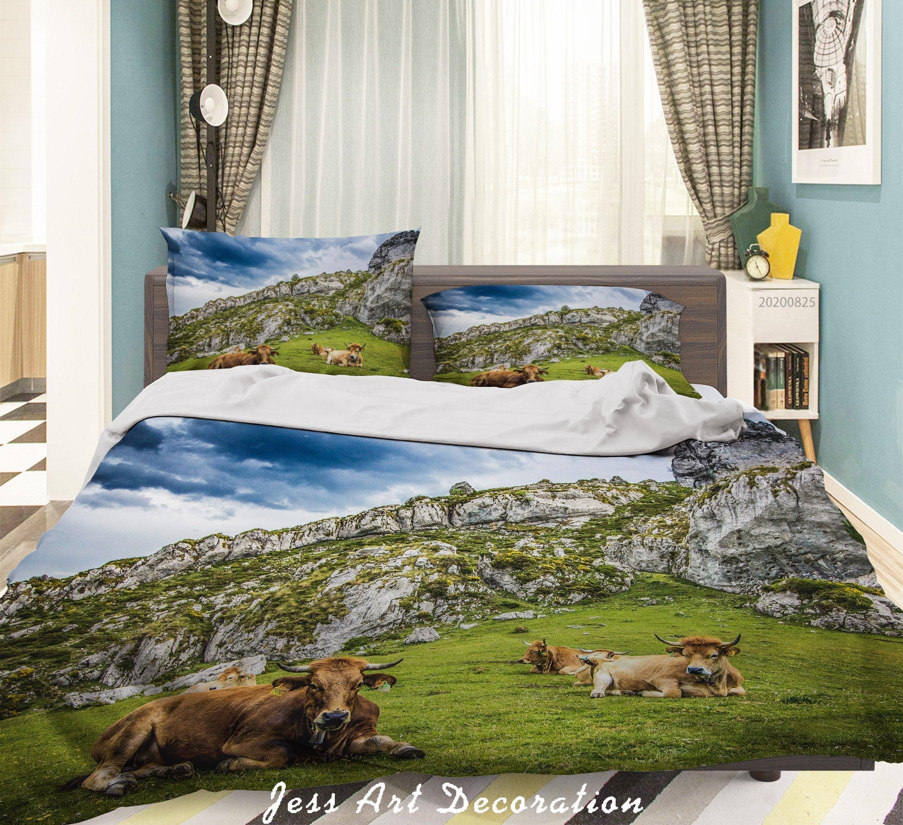 3D Animal Forest Cow Quilt Cover Set Bedding Set Duvet Cover Pillowcases WJ 3333- Jess Art Decoration