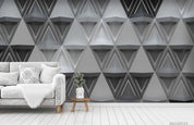 3D Grey Geometric Triangle Wall Mural Wallpaper LQH 320- Jess Art Decoration