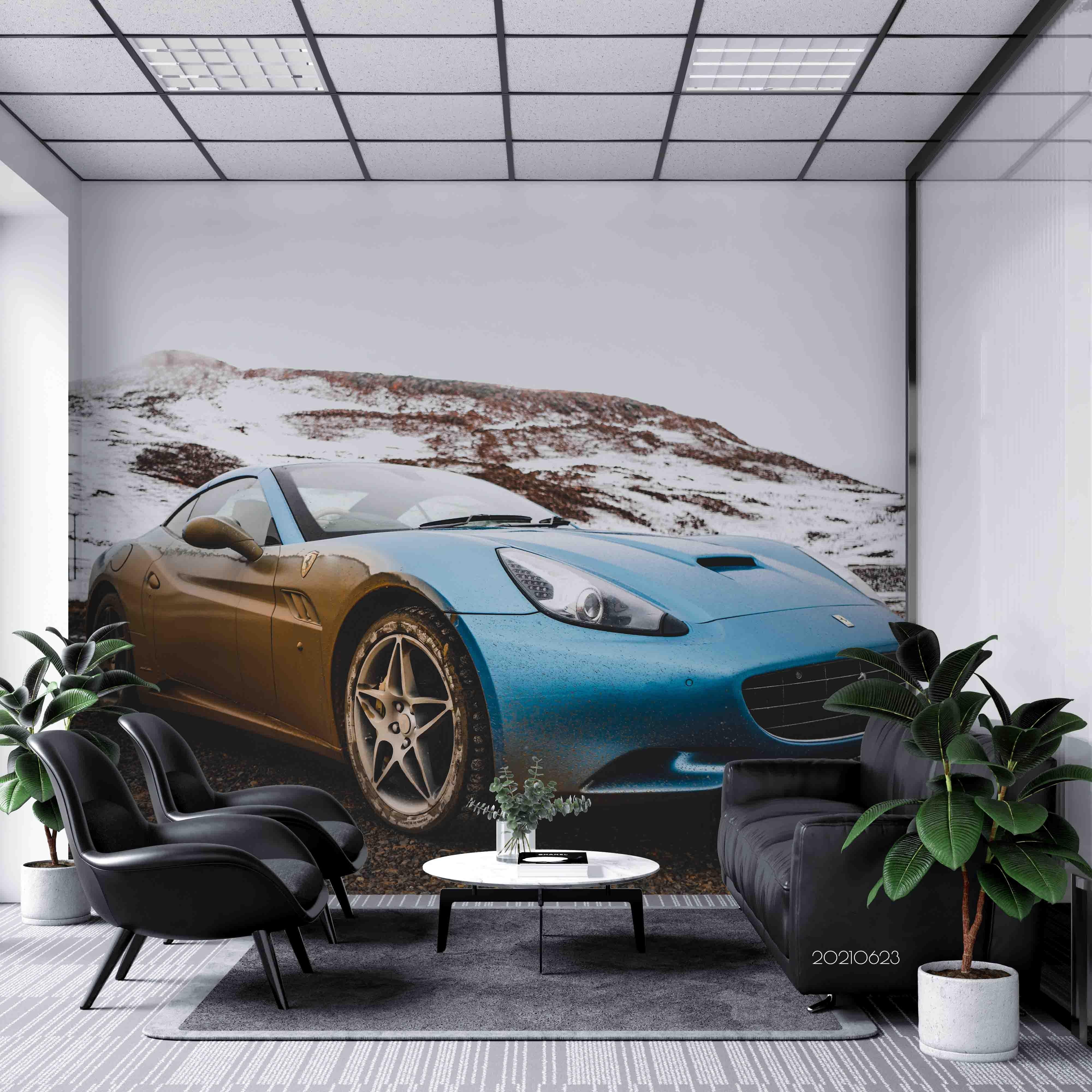 3D Snow Mountain Sports Car Wall Mural Wallpaper LQH 10- Jess Art Decoration