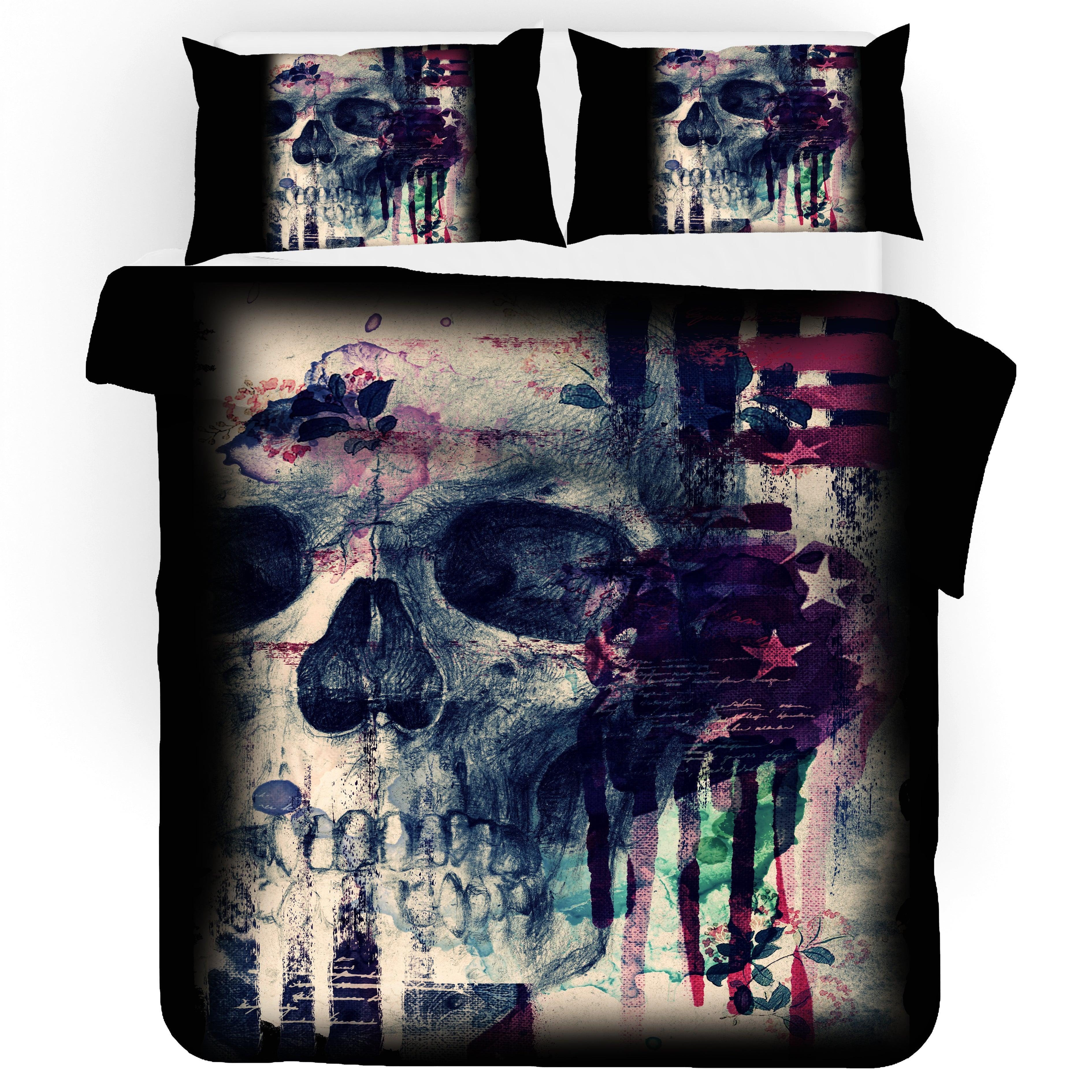 3D Black Skull Quilt Cover Set Bedding Set Pillowcases 136- Jess Art Decoration