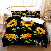 3D Sunflower Black Quilt Cover Set Bedding Set Pillowcases 57- Jess Art Decoration