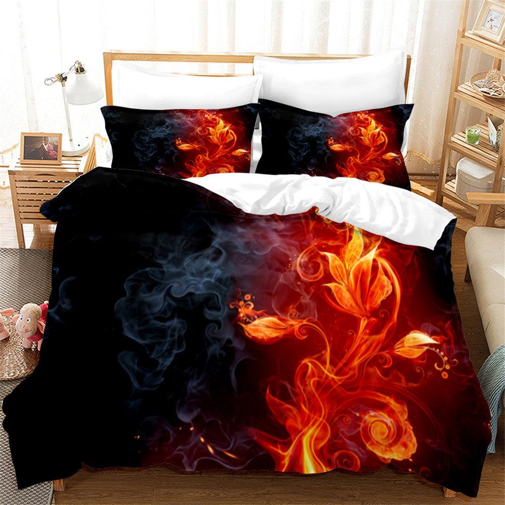 3D Art Golden Leaf Flame Quilt Cover Set Bedding Set Duvet Cover Pillowcases 148- Jess Art Decoration