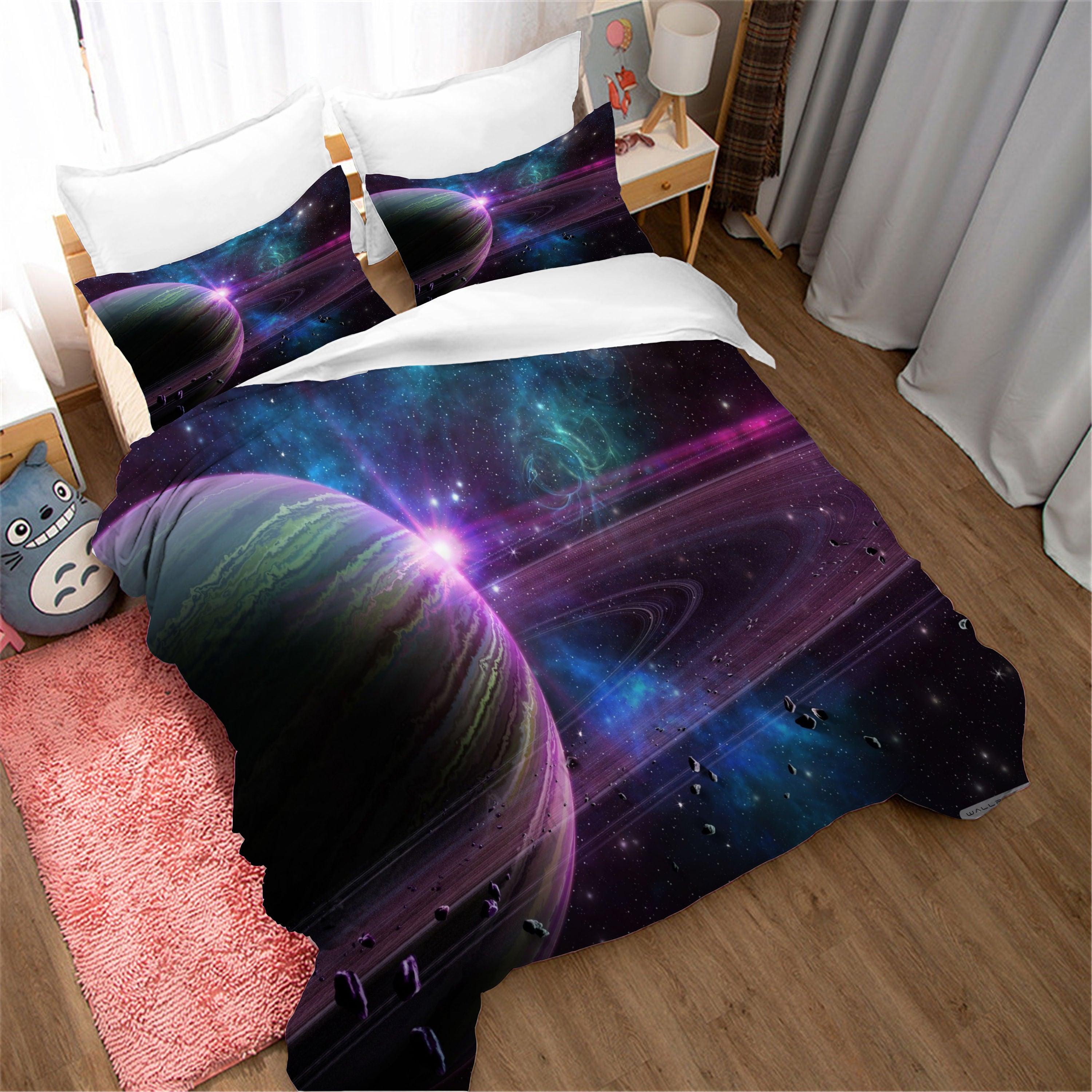 3D Abstract Colored Space Planet Quilt Cover Set Bedding Set Duvet Cover Pillowcases 124- Jess Art Decoration