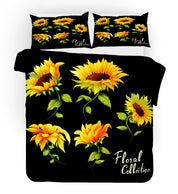 3D Sunflower Black Quilt Cover Set Bedding Set Pillowcases 57- Jess Art Decoration
