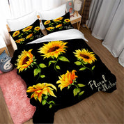 3D Sunflower Black Quilt Cover Set Bedding Set Pillowcases 57- Jess Art Decoration