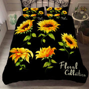 3D Sunflower Black Quilt Cover Set Bedding Set Pillowcases 57- Jess Art Decoration