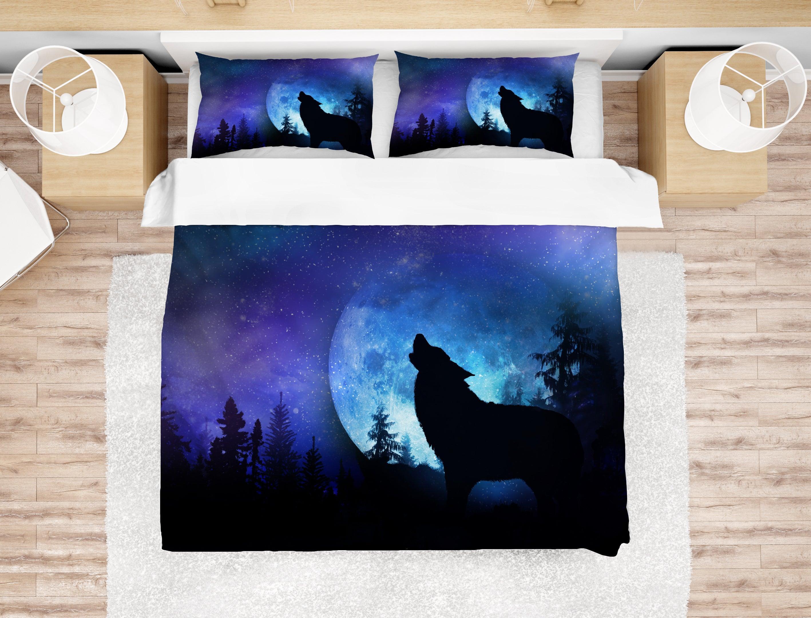 3D Moon Night Wolf Quilt Cover Set Bedding Set Pillowcases 17- Jess Art Decoration