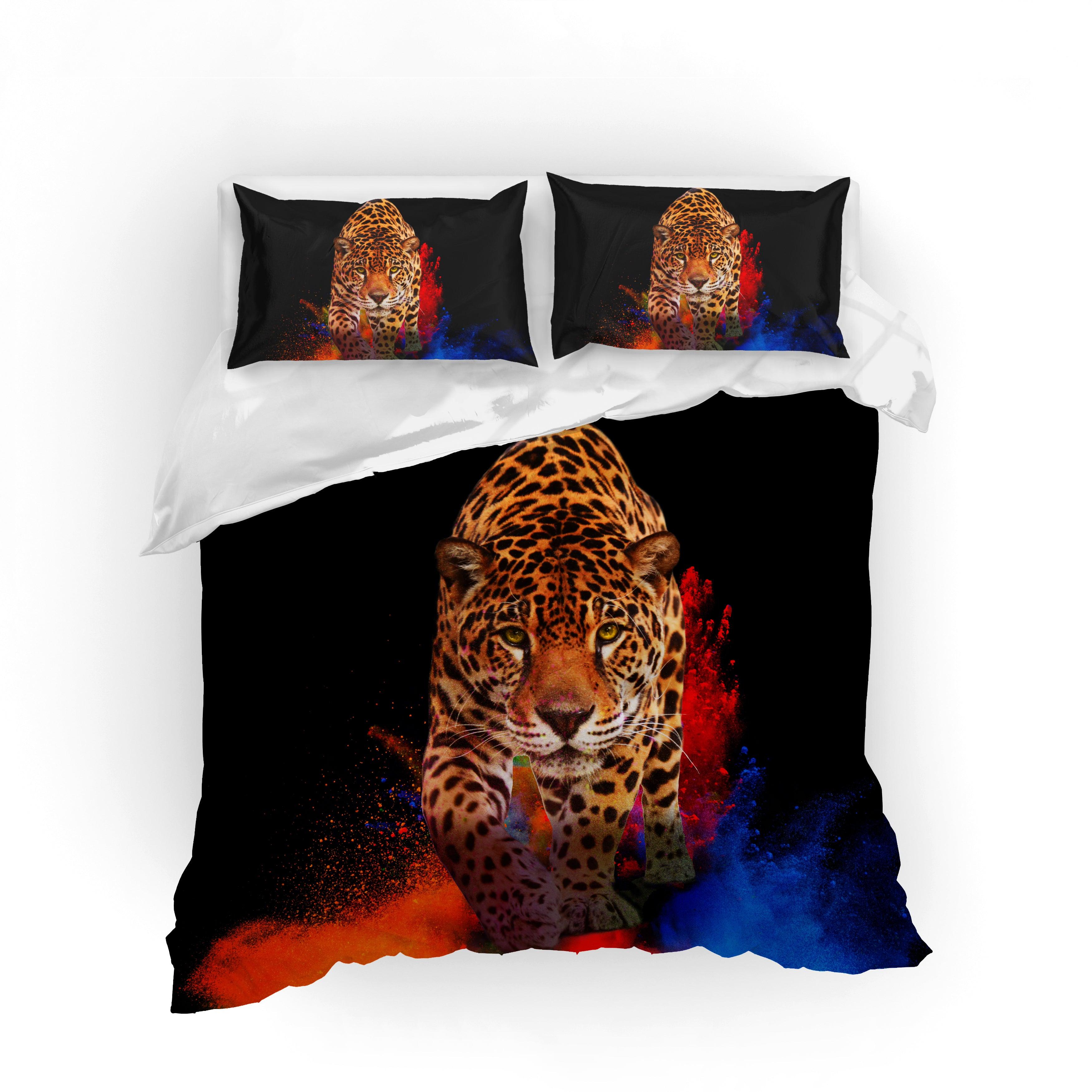 3D Leopard Quilt Cover Set Bedding Set Pillowcases 40- Jess Art Decoration