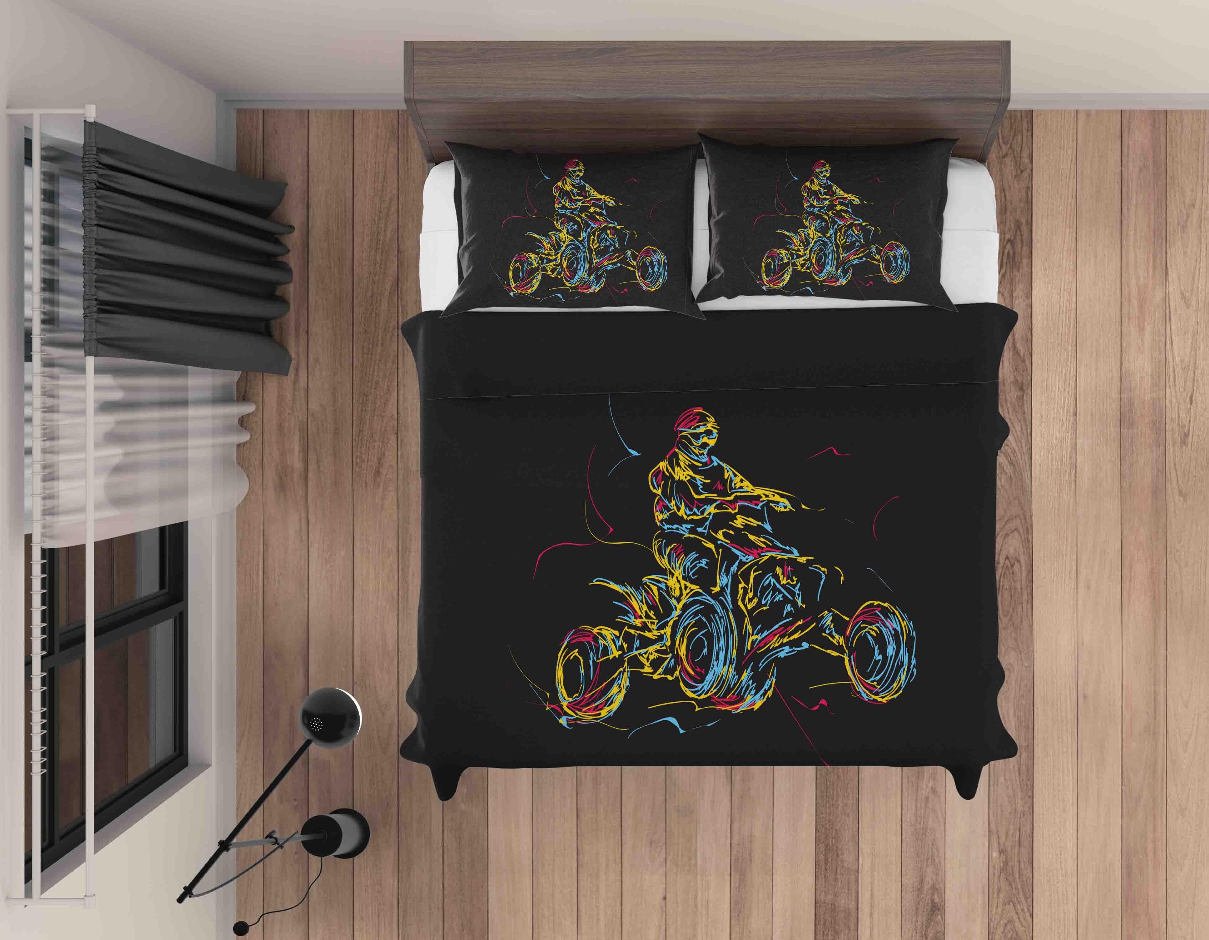 3D Abstract Colorful Ride Quilt Cover Set Bedding Set Pillowcases LQH A001- Jess Art Decoration