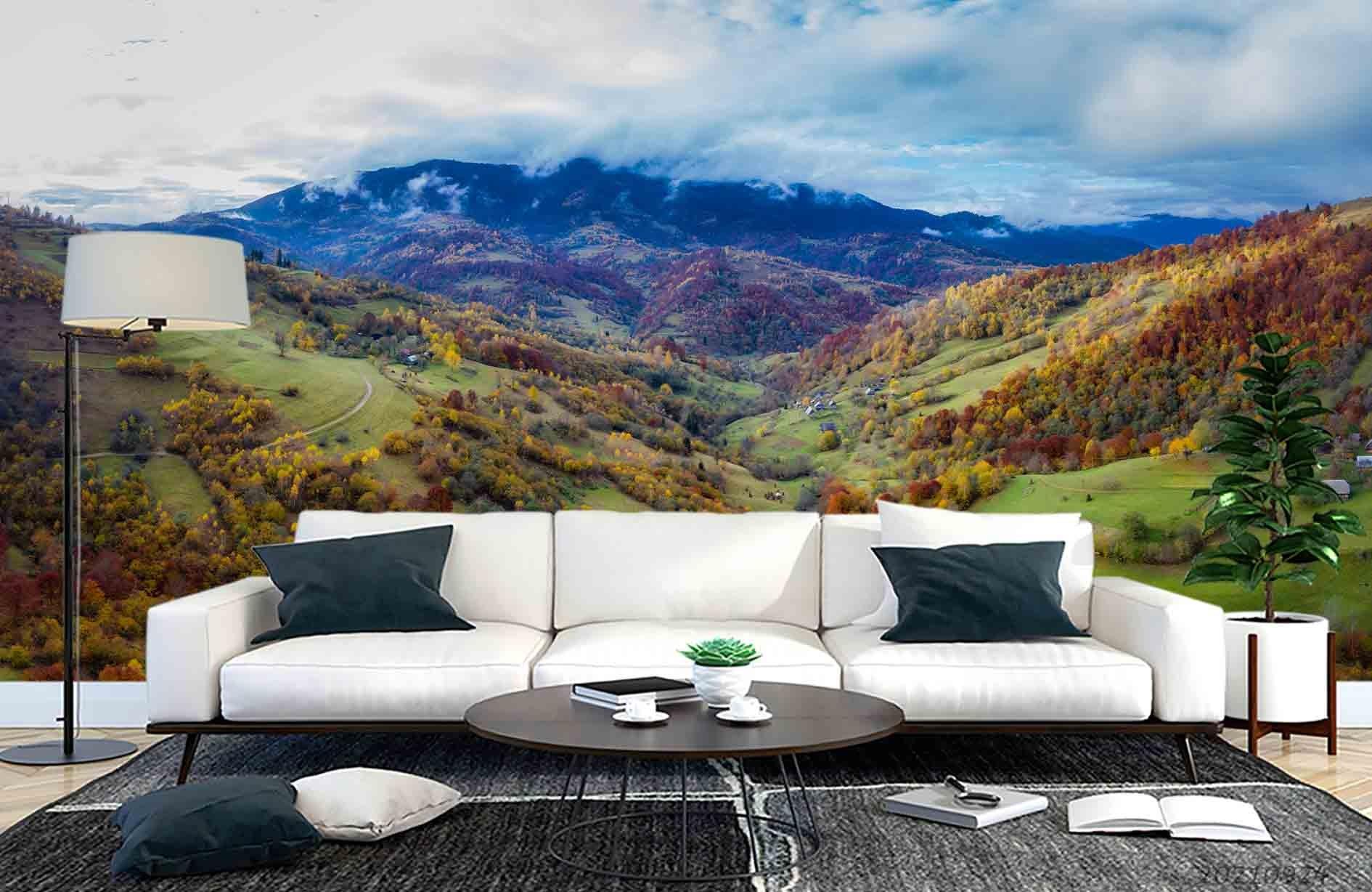 3D Sky Fog Forest Mountain Landscape Wall Mural Wallpaper LQH 658- Jess Art Decoration