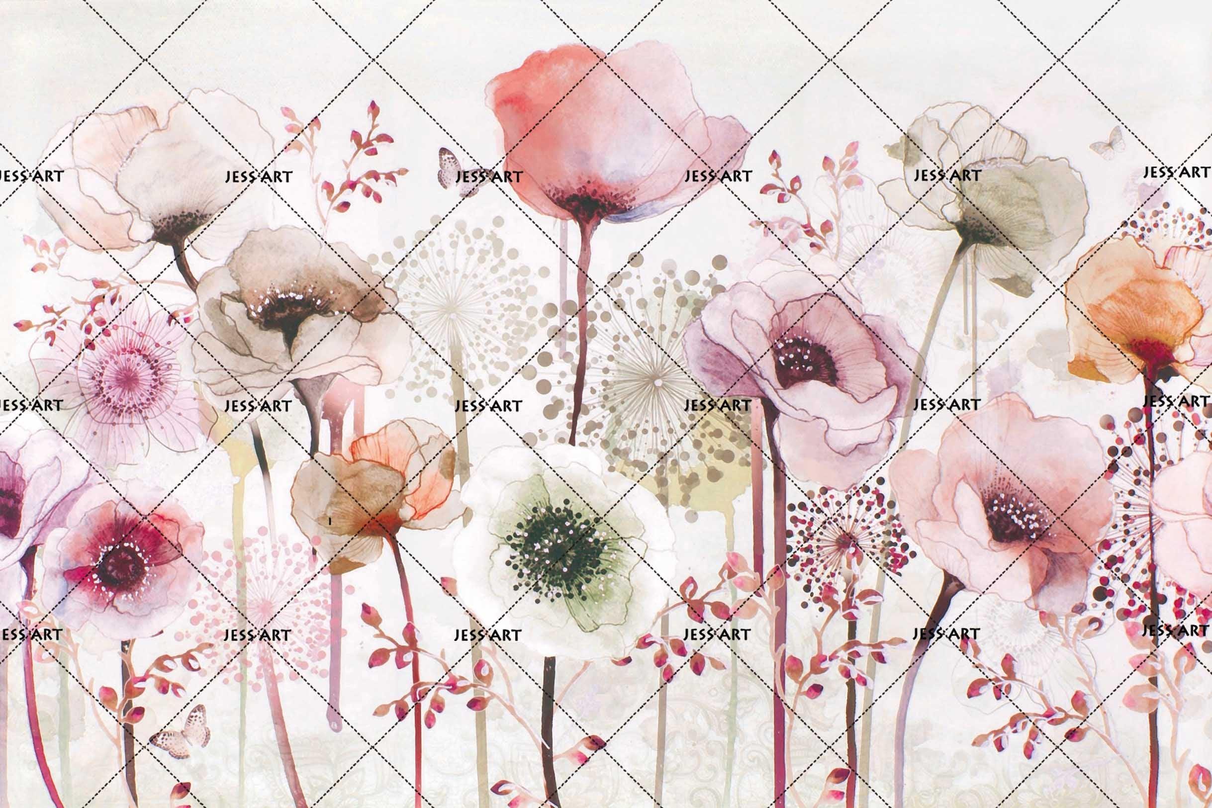 3D Watercolor Floral Wall Mural Wallpaper SF58- Jess Art Decoration