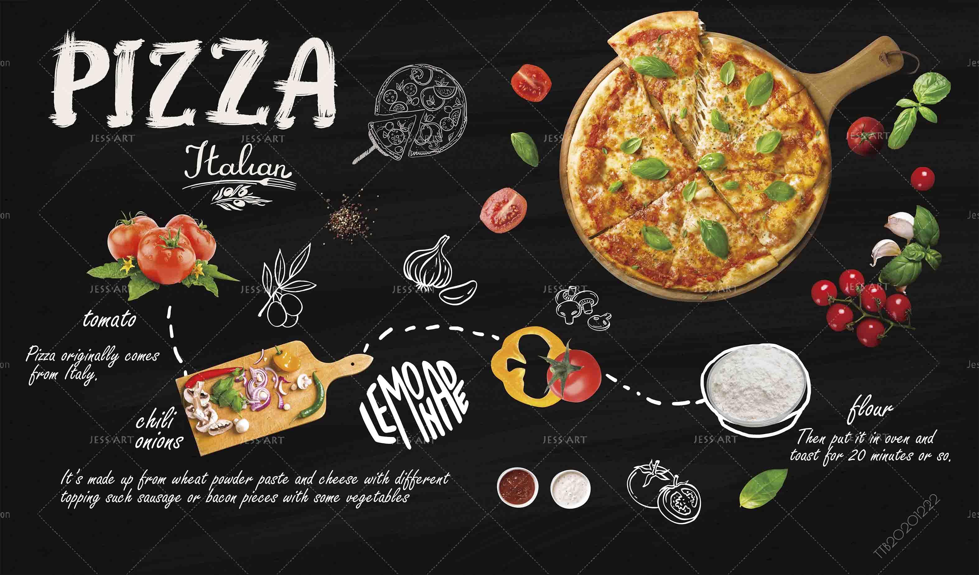 3D Hand Drawn Food Pizza Wall Mural Wallpaper LQH 94- Jess Art Decoration