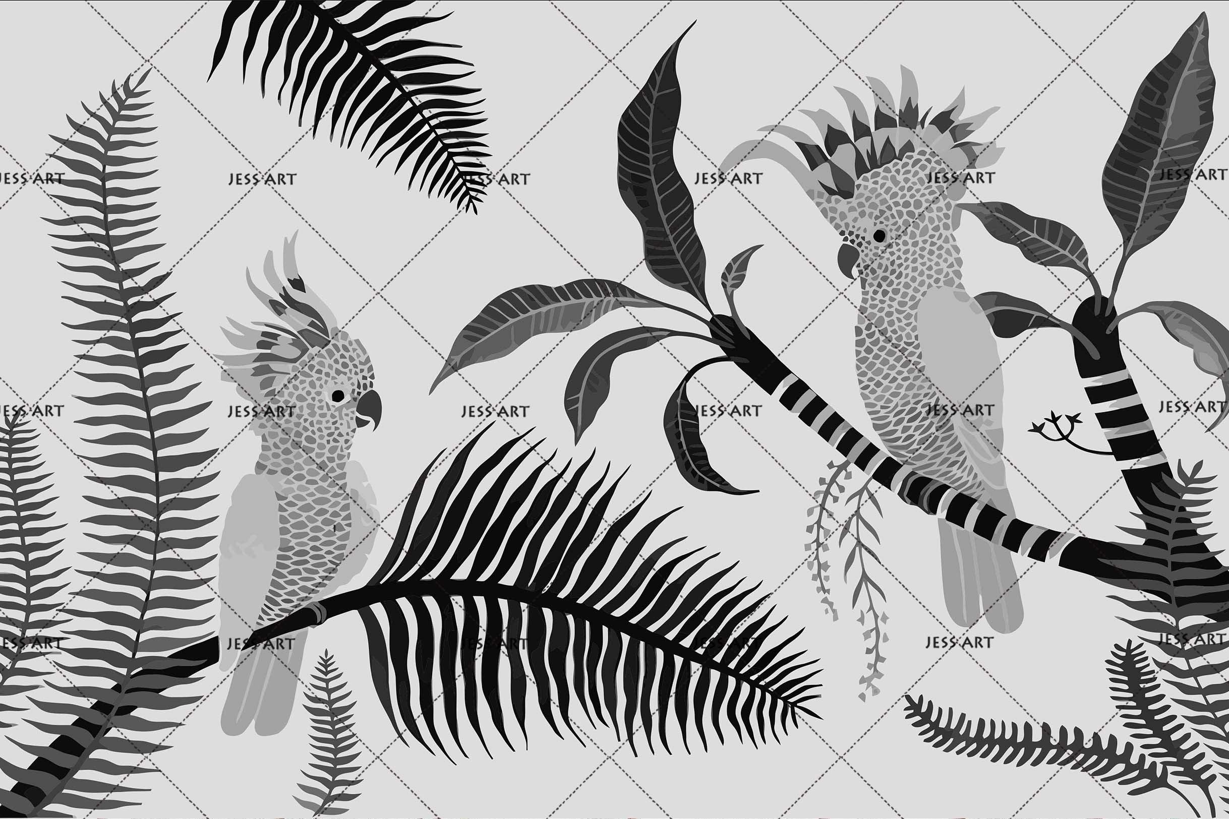 3D Hand Painting Parrot Leaves Wall Mural Wallpaper 94- Jess Art Decoration