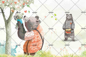 3D Cartoon Bear Family Wall Mural Wallpaper 51- Jess Art Decoration