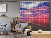 3D Beautiful Seaside Setting Sun Curtains and Drapes  110- Jess Art Decoration