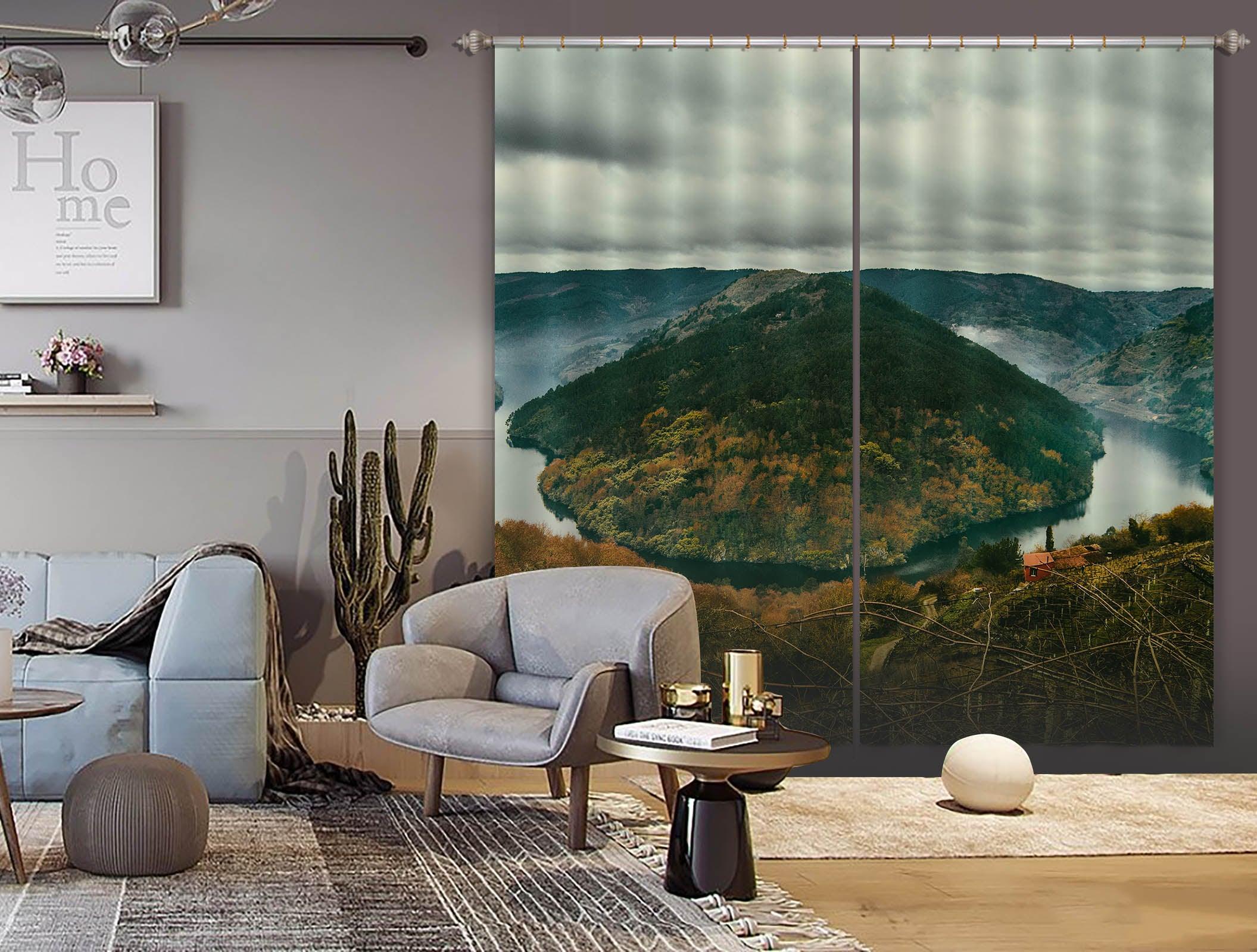 3D Mountain Forest Fog Curtains and Drapes LQH A744- Jess Art Decoration