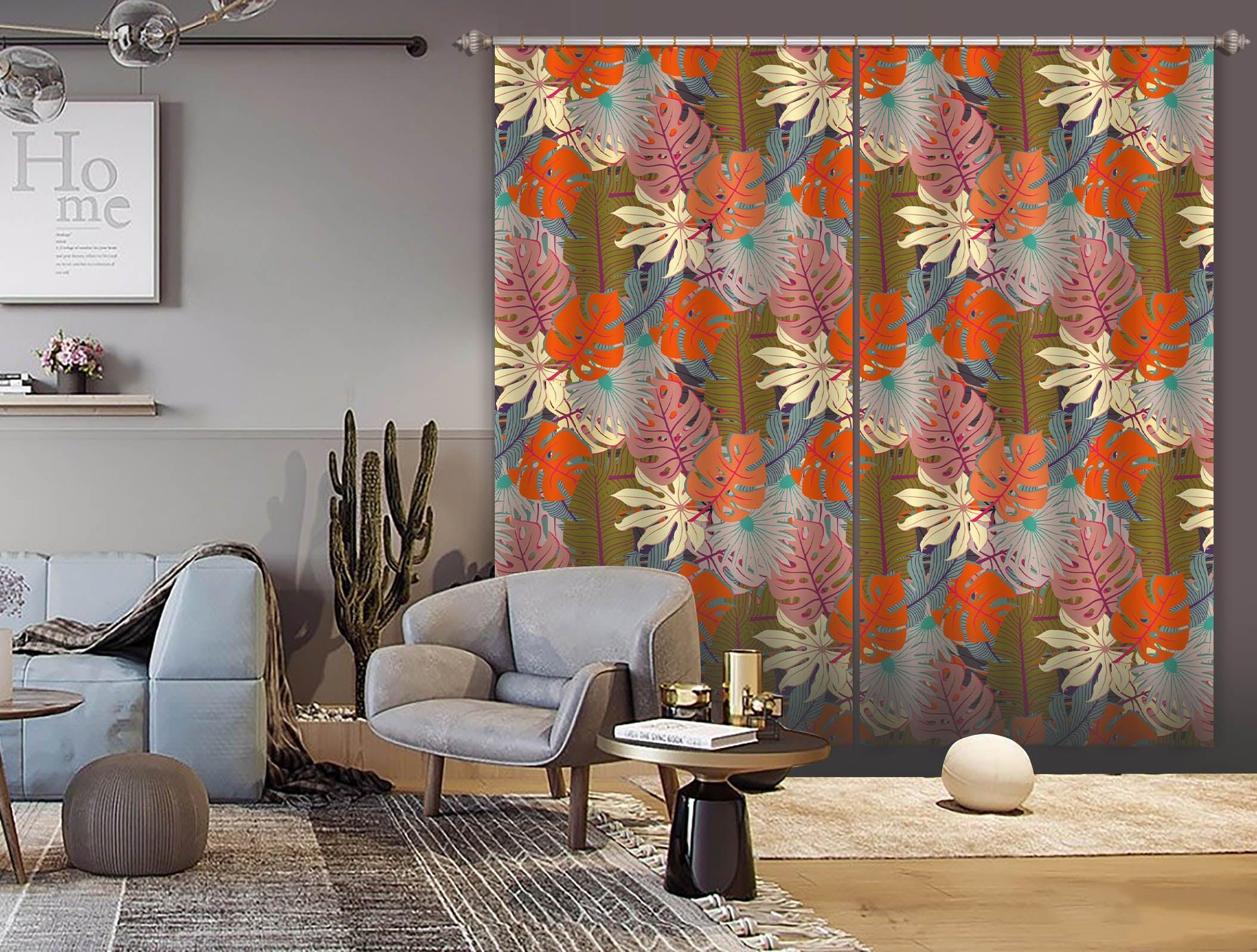 3D Color Leaves Curtains and Drapes 99- Jess Art Decoration