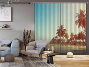 3D Seaside Beach Palm Tree Curtains and Drapes  77- Jess Art Decoration