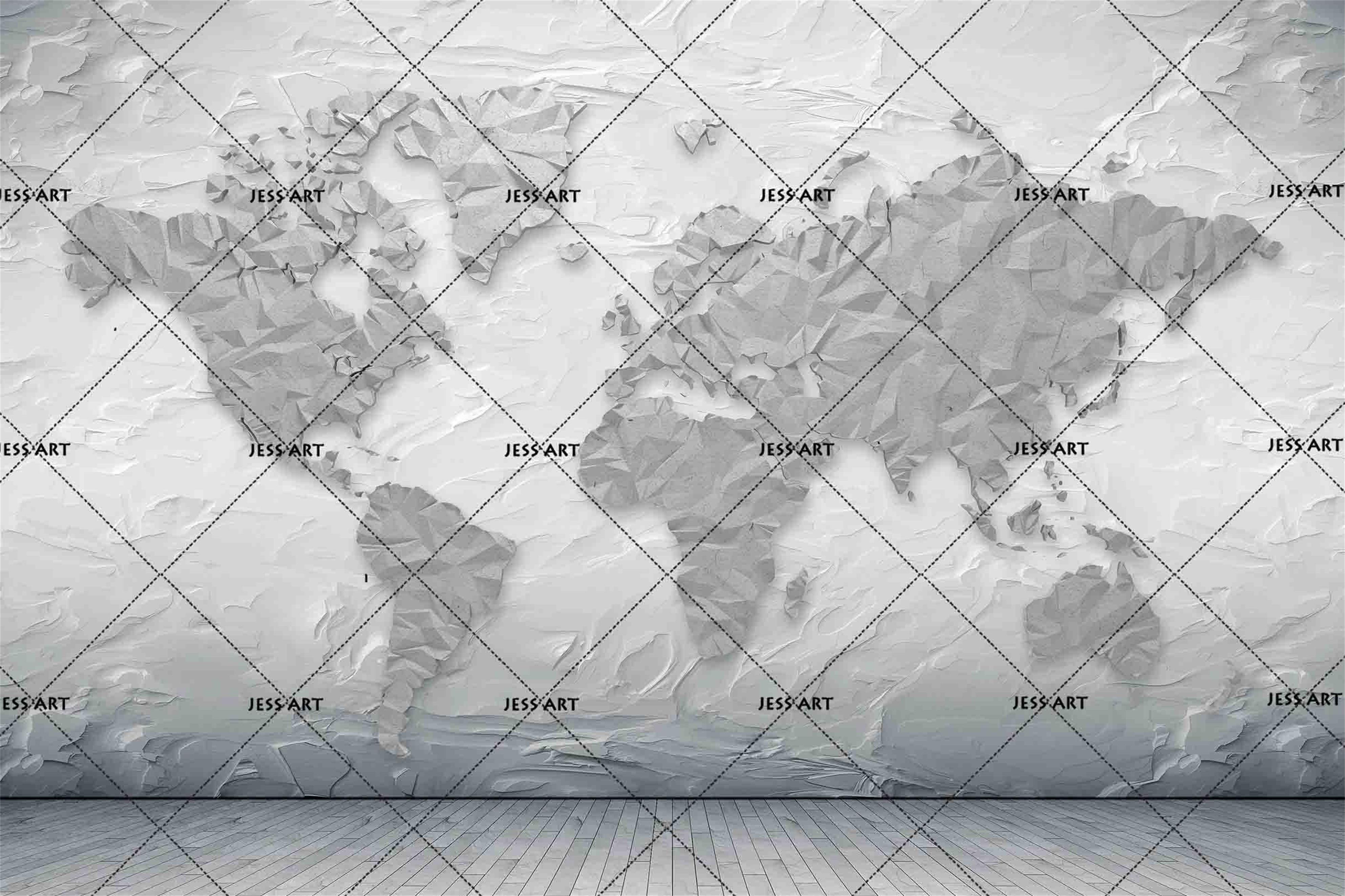 3D Gray World Map Wall Mural Wallpaper SF30- Jess Art Decoration