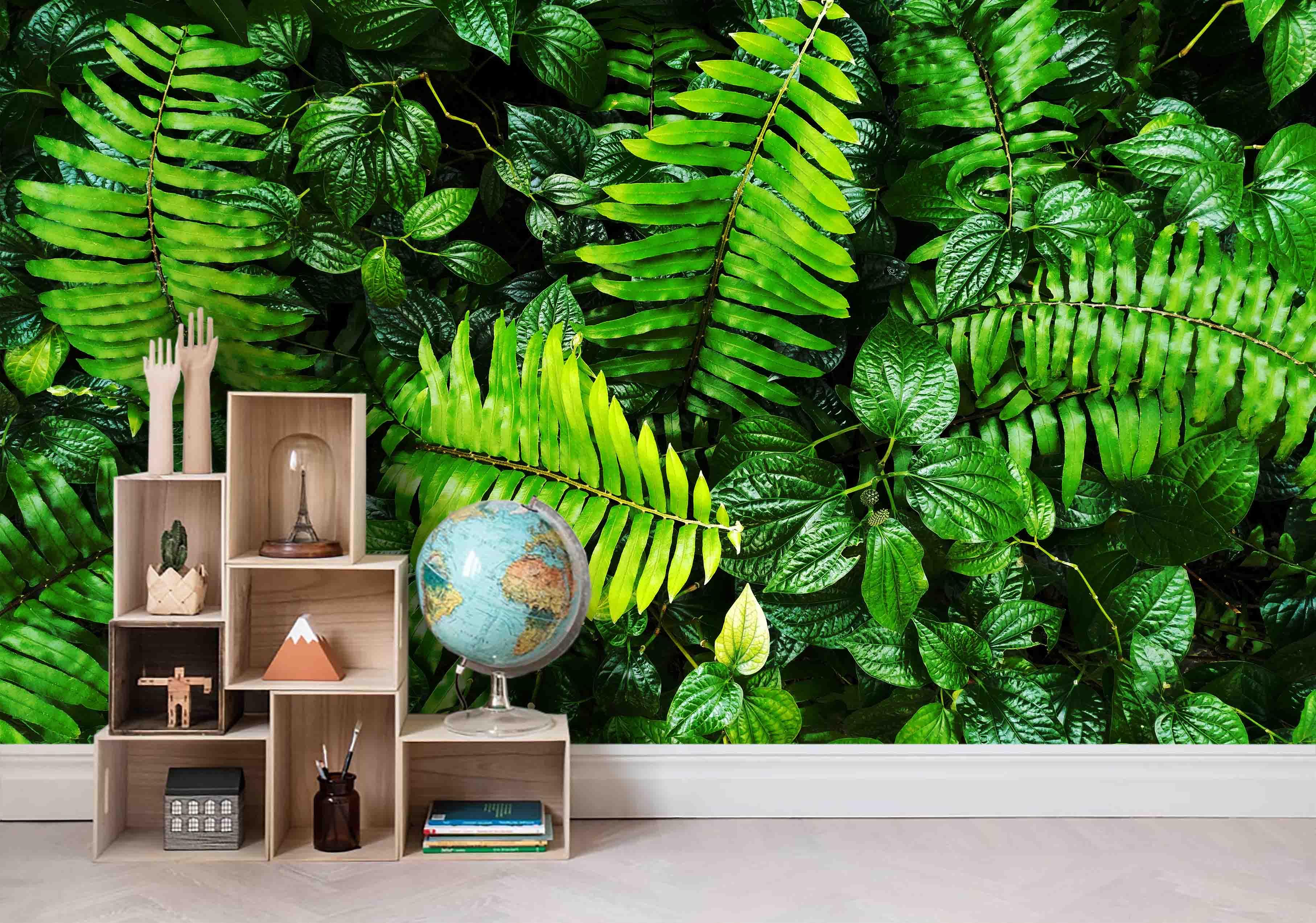 3D Tropical Plant Green Leaf Wall Mural Wallpaper GD 1807- Jess Art Decoration