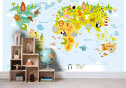3D World Map Kids Wall Mural Wallpaper LQH 126- Jess Art Decoration
