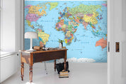 3D Blue World Map Wall Mural Wallpaper LQH 97- Jess Art Decoration