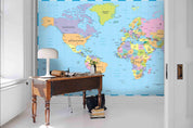 3D World Map Background  Wall Mural Wallpaper 64- Jess Art Decoration