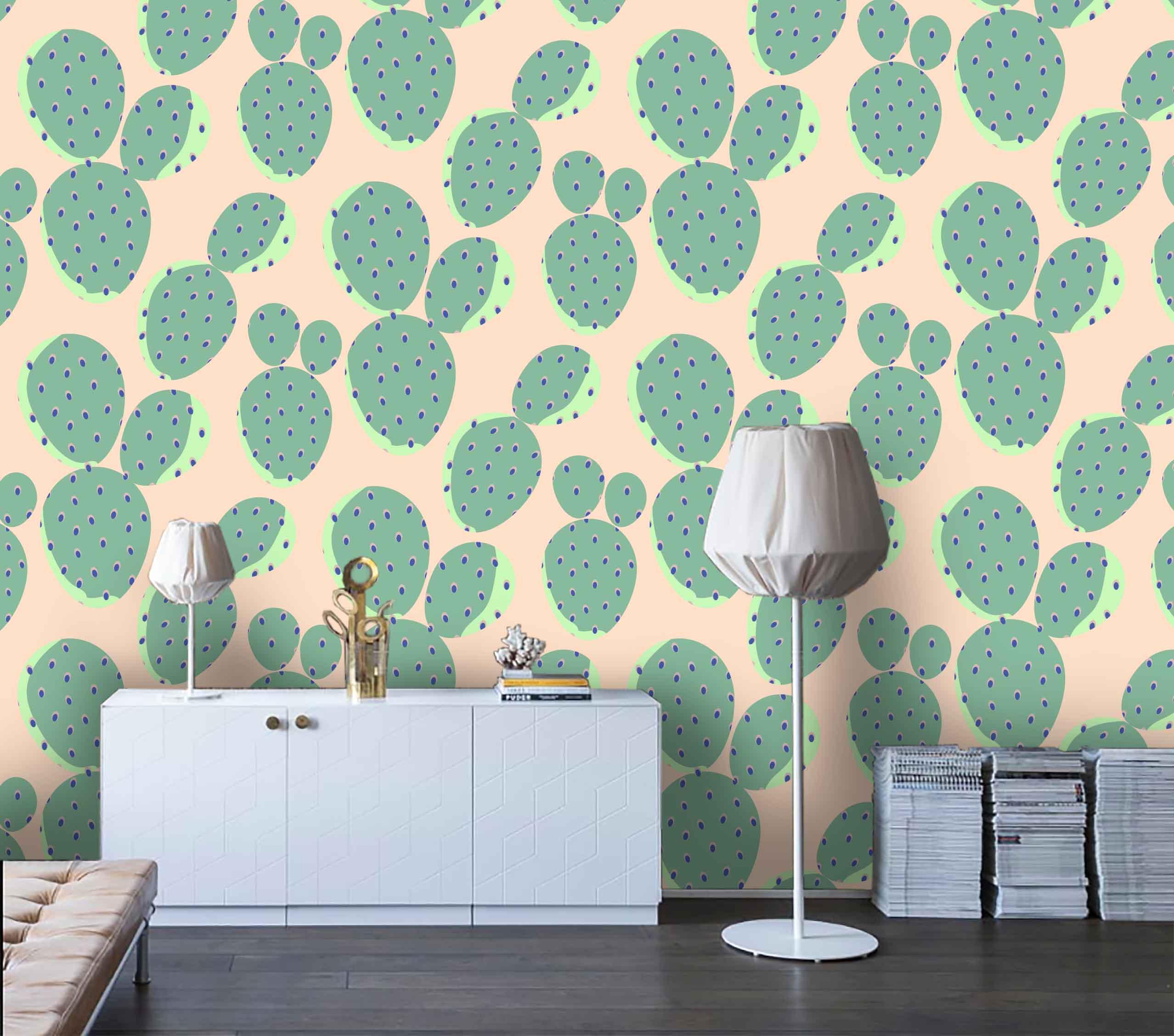 3D Green Cactus Pattern Wall Mural Wallpaper 78- Jess Art Decoration