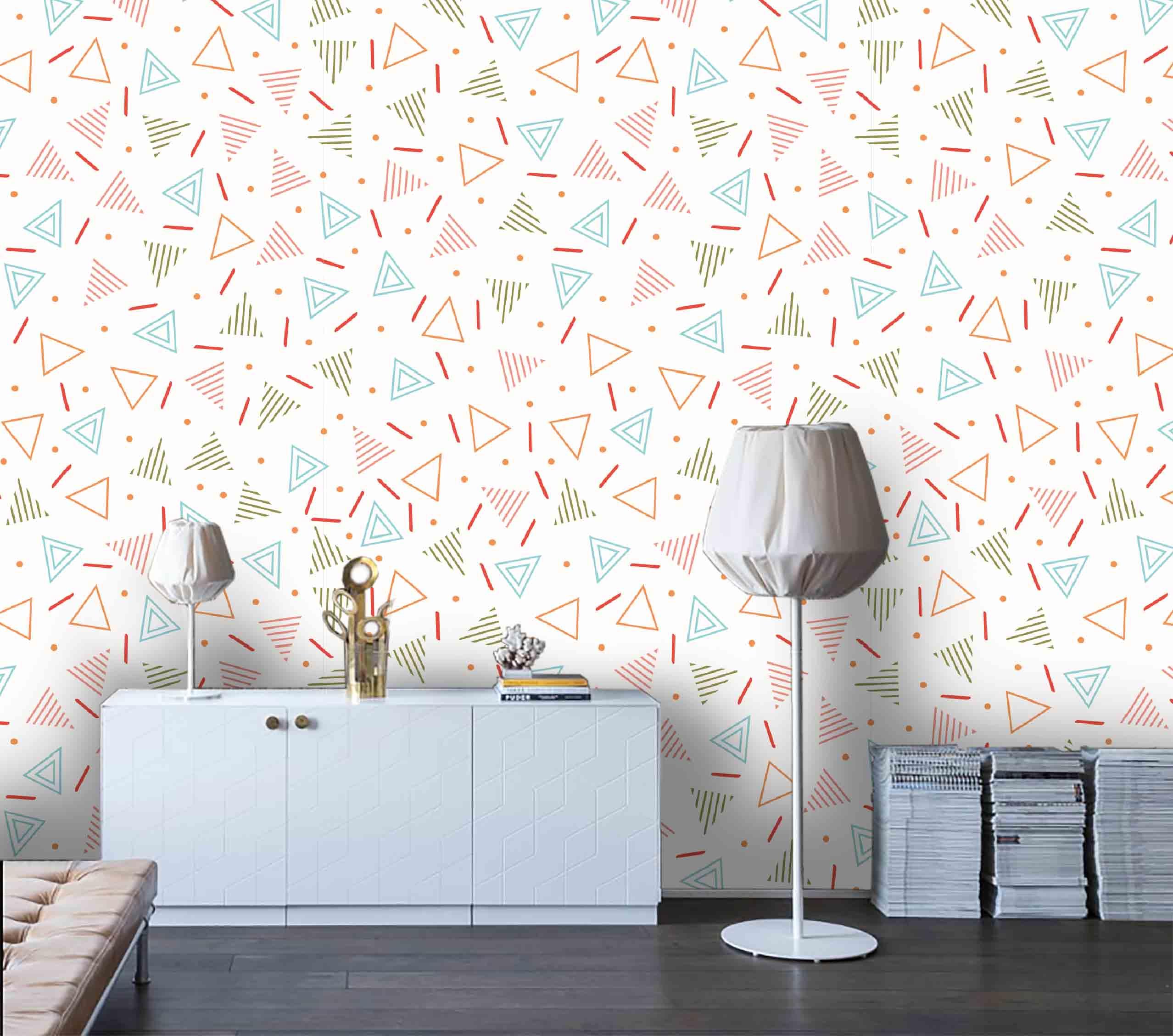3D White Background Triangle Pattern Wall Mural Wallpaper 68- Jess Art Decoration